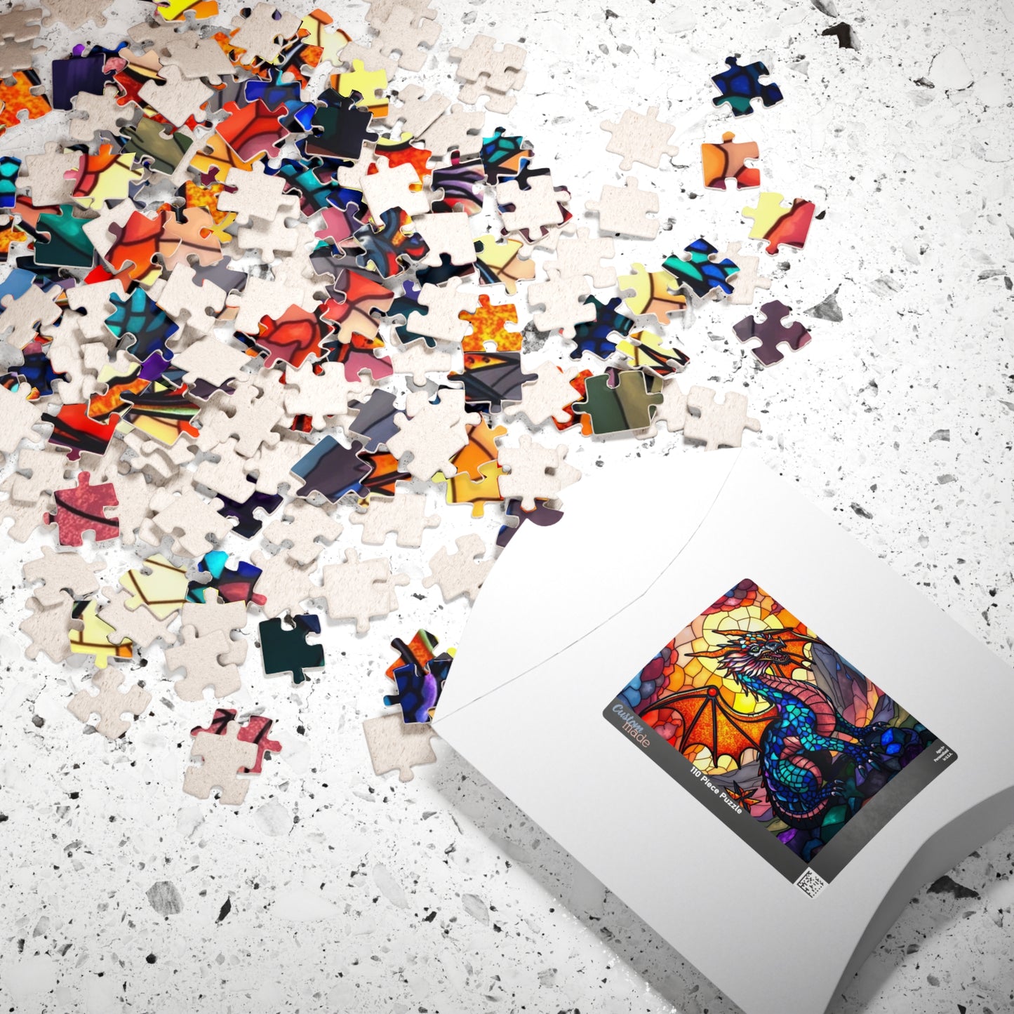 Stained Glass Dragon Puzzle, Colorful Art Jigsaw for Adults, Perfect Gift for Hobbyists, Family Game Night, 110-1014 Pieces Puzzle The Puzzle Chest