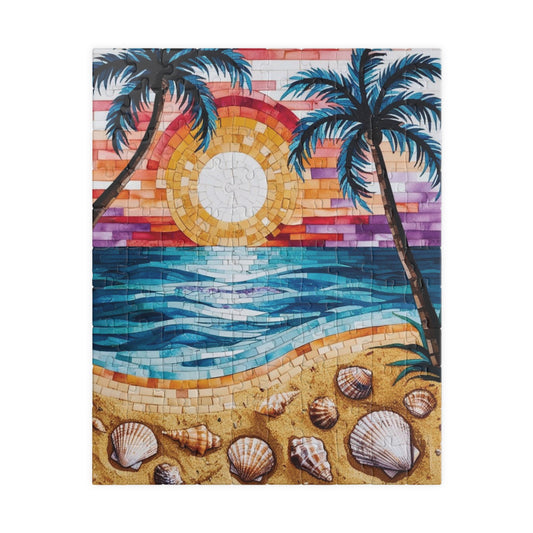 Tropical Beach Mosaic Jigsaw Puzzle, Relaxing Beach Scene, Vacation Family Game, Mindfulness Activity, Family Fun, Beach Lover Gifted Puzzle 110 pcs (Vertical) Puzzle The Puzzle Chest
