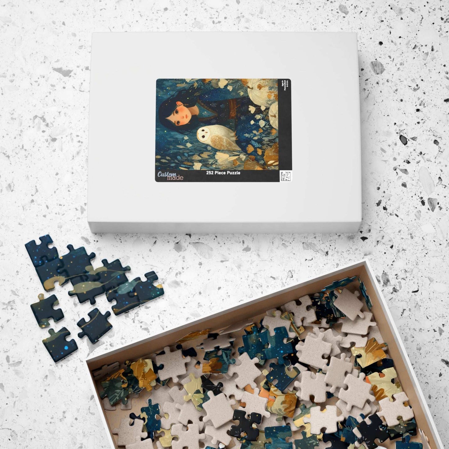 Twilight Pumpkin Grove Fairy-Tale Puzzle - Dark Haired Girl and Wise Owl, Nature Lovers Gift, Family Activity, Home Entertainment Puzzle The Puzzle Chest