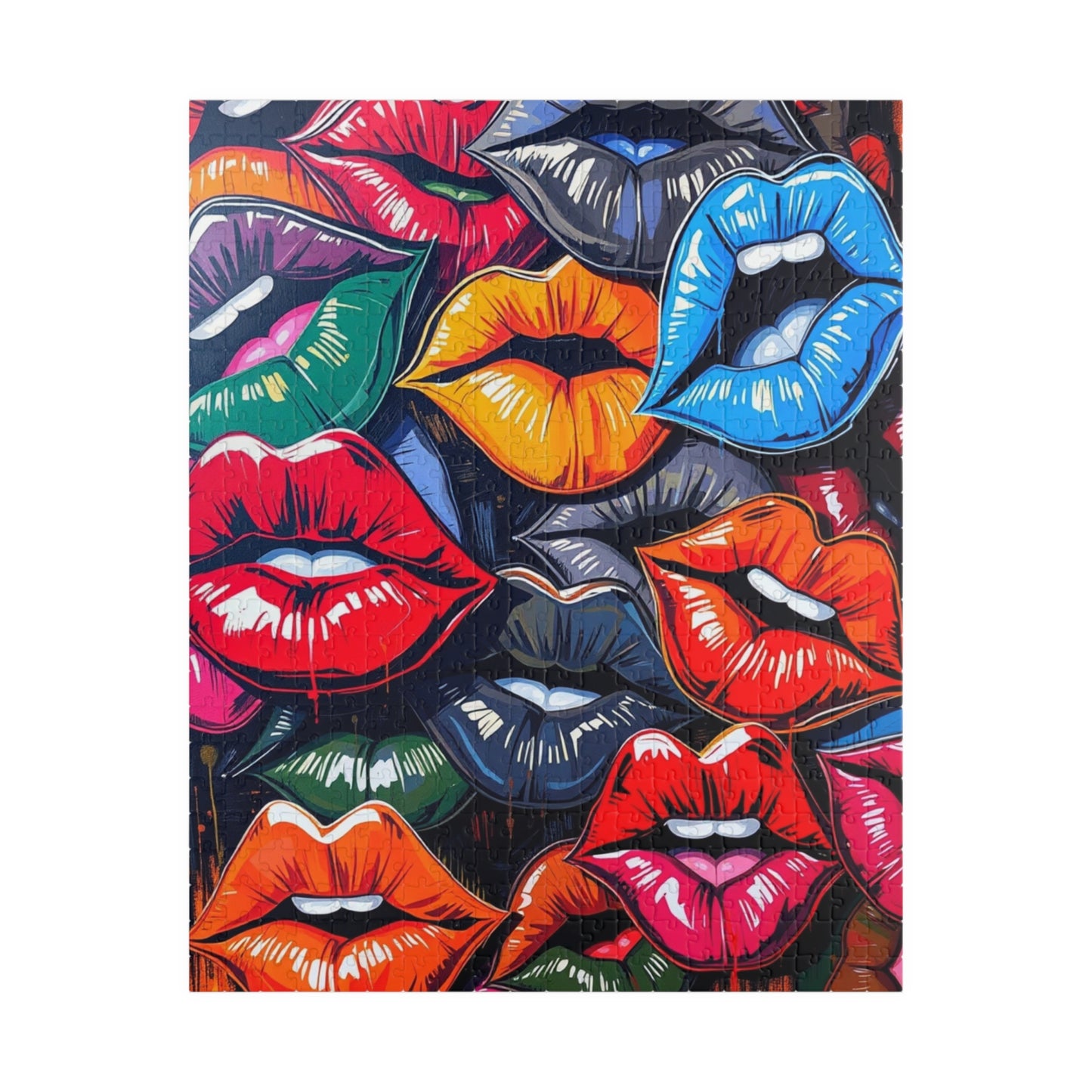 Colorful Lips Jigsaw Puzzle, Lipstick Kisses Collage, Fun Activity, Creative Hobby, Gift for Puzzle Lovers Art Enthusiast, Brain Teaser Game 520 pcs (Vertical) Puzzle The Puzzle Chest