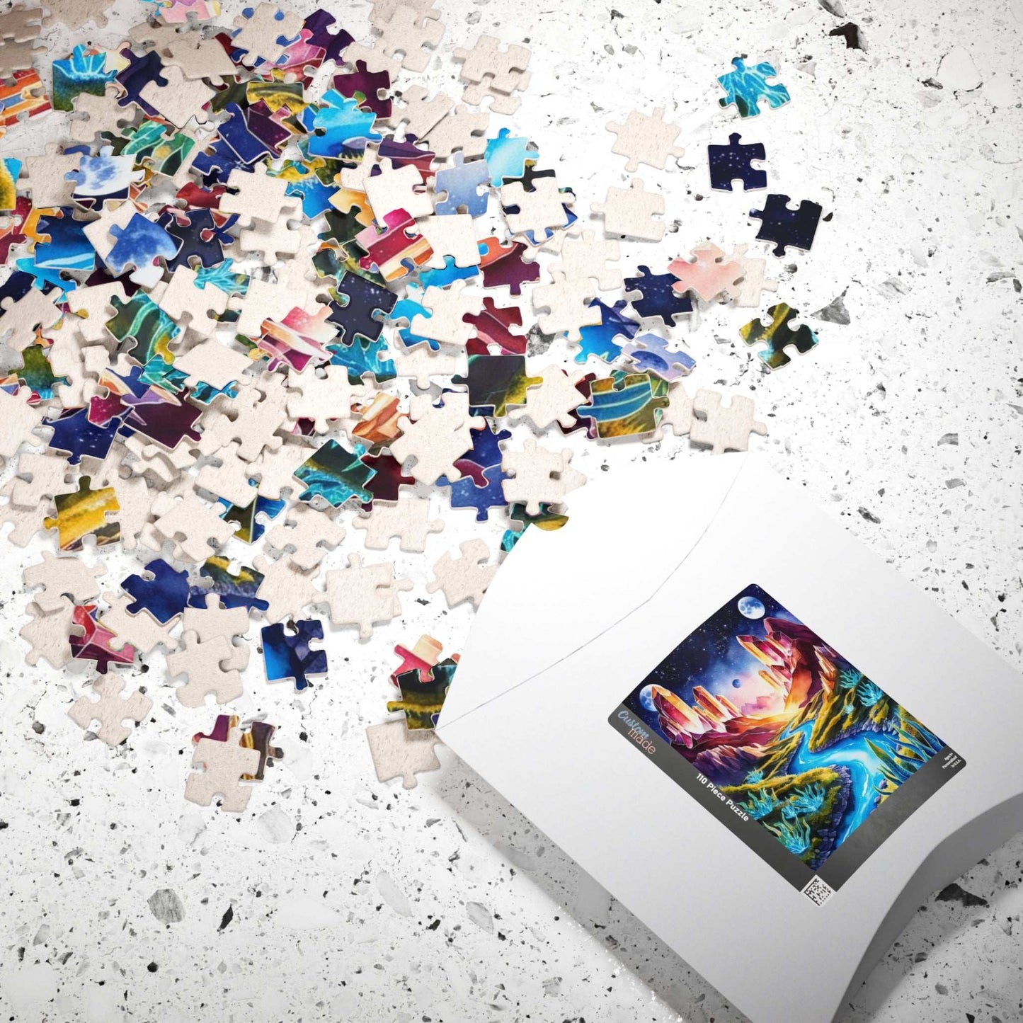 Space Puzzle - Alien Planet Landscape, Crystal Mountains, Blue Rivers, Two Moons, 520-Piece Jigsaw Game, Astronomy Gift, Galaxy Theme Puzzle The Puzzle Chest
