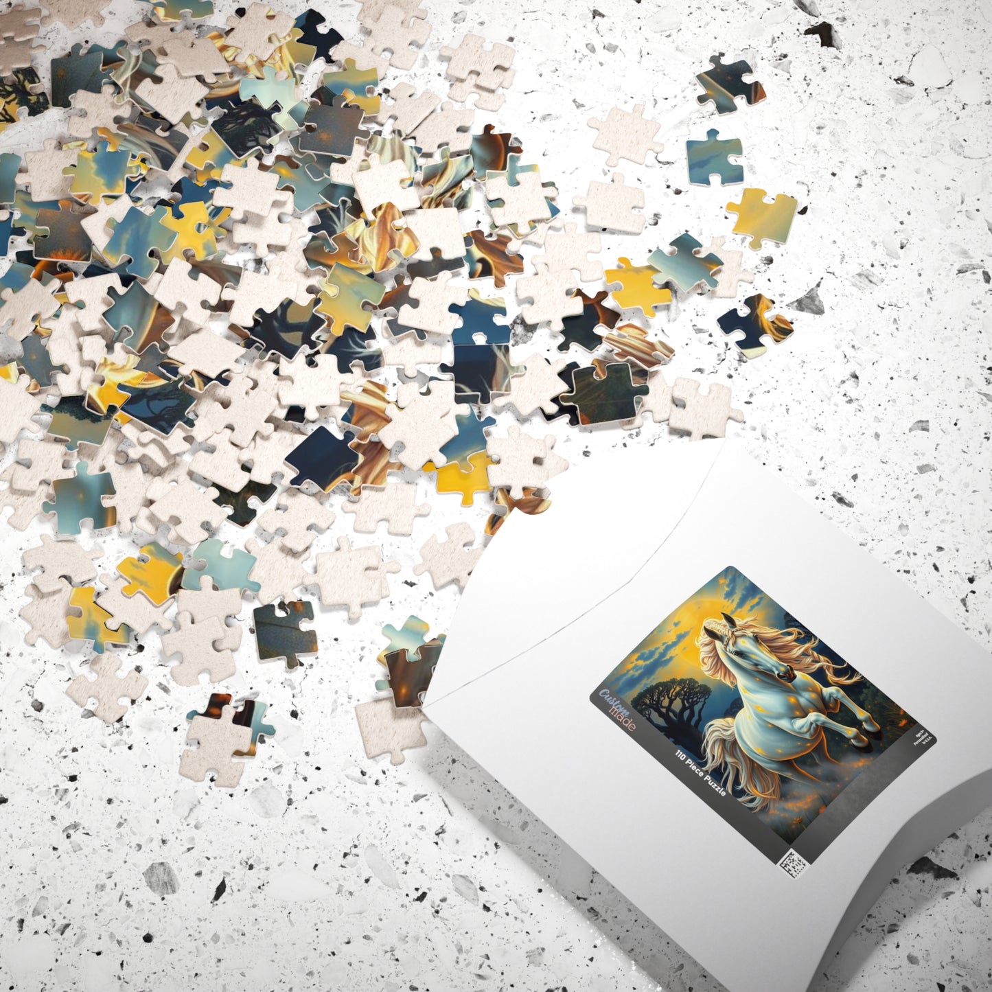 African Jungle White Horse Jigsaw Puzzle, Enchanting Horse Lover Gift for Friends, Family Game Night, Mindful Birthday Holiday Fun Puzzle The Puzzle Chest
