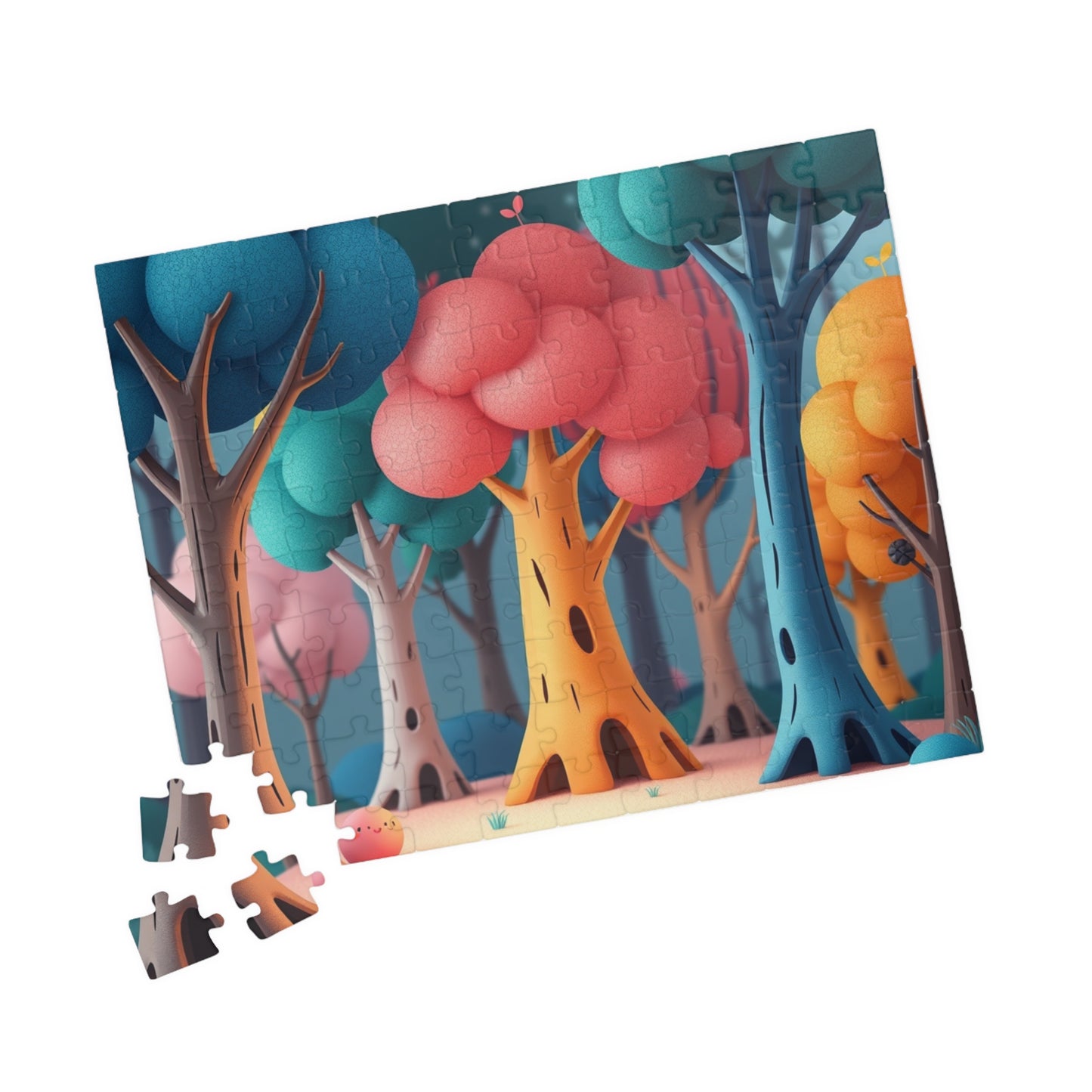 Abstract Landscape Forest Jigsaw Puzzle (110-1014 Piece), Surreal Tree Trunks with Colorful Canopies, Nature Theme Gift for Puzzle Lovers Puzzle The Puzzle Chest