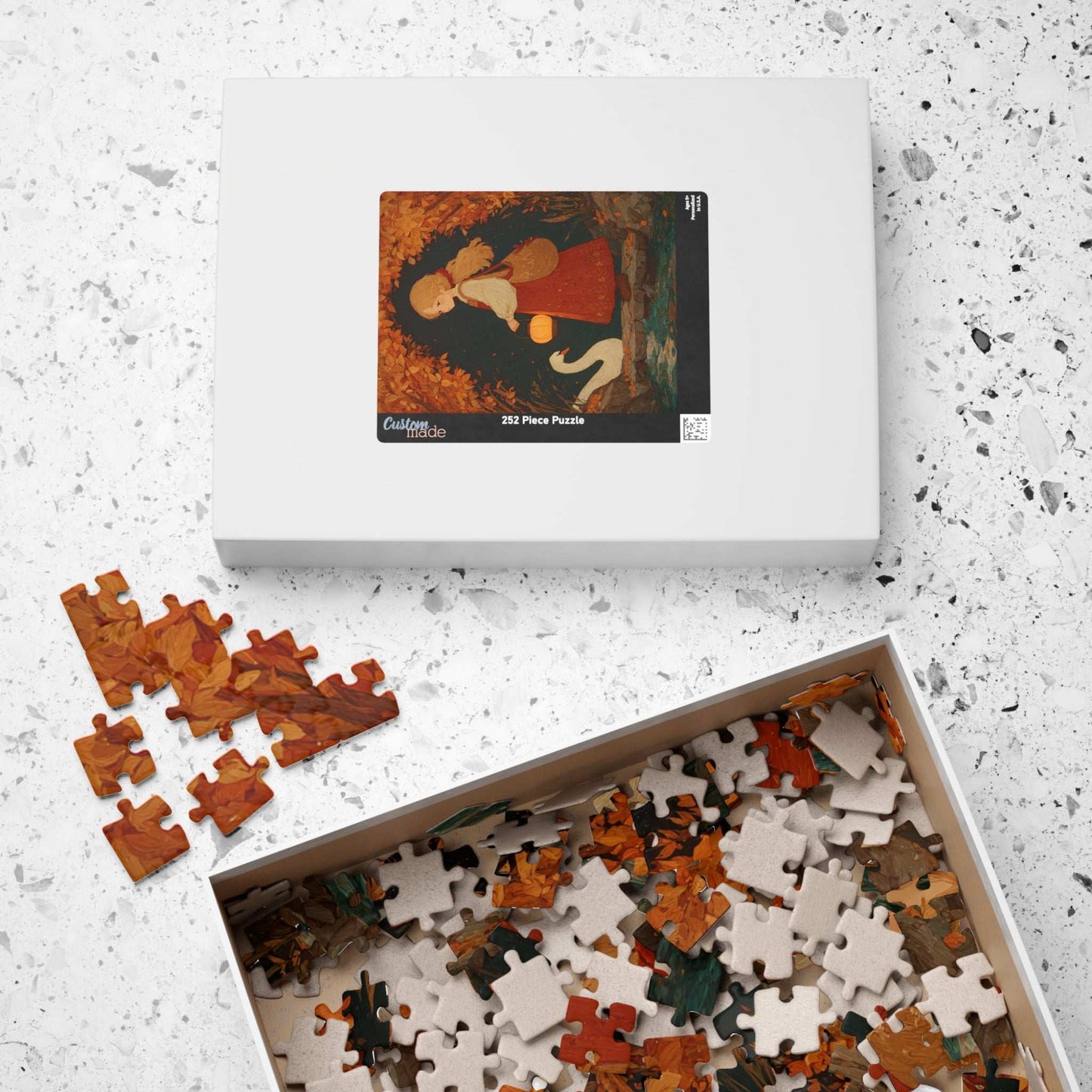 Storybook Autumn Pond Fairy-Tale Jigsaw Puzzle - Girl and Swan, Fall Themed Game for Home Activity, Holiday Gift, Quiet Hobby, Brain Teaser Puzzle The Puzzle Chest