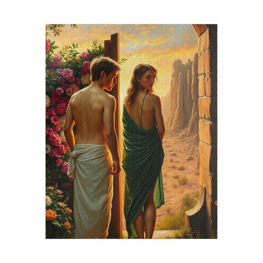 Religious Jigsaw Puzzle - Adam and Eve Leaving the Garden of Eden, Christian Puzzle Lover Gift for Friend, Mindful Family Activity, Solo Fun 520 pcs (Vertical) Puzzle The Puzzle Chest