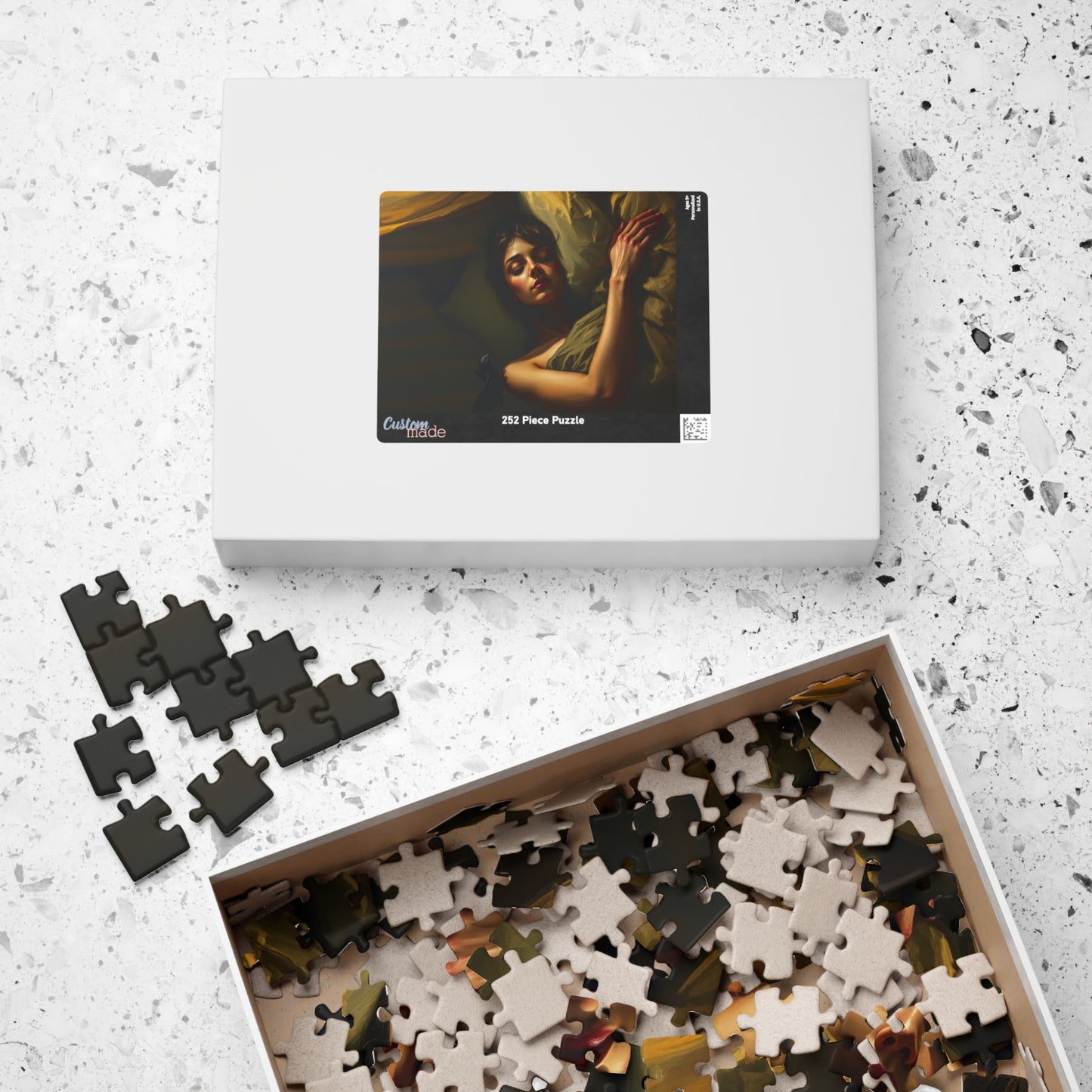 Gothic Puzzle - Dimly Lit Bedroom with Sleeping Woman and Dark Creature, Eerie Atmosphere, 110-1014 Piece Jigsaw, Adult Unisex Activity, Puzzle The Puzzle Chest