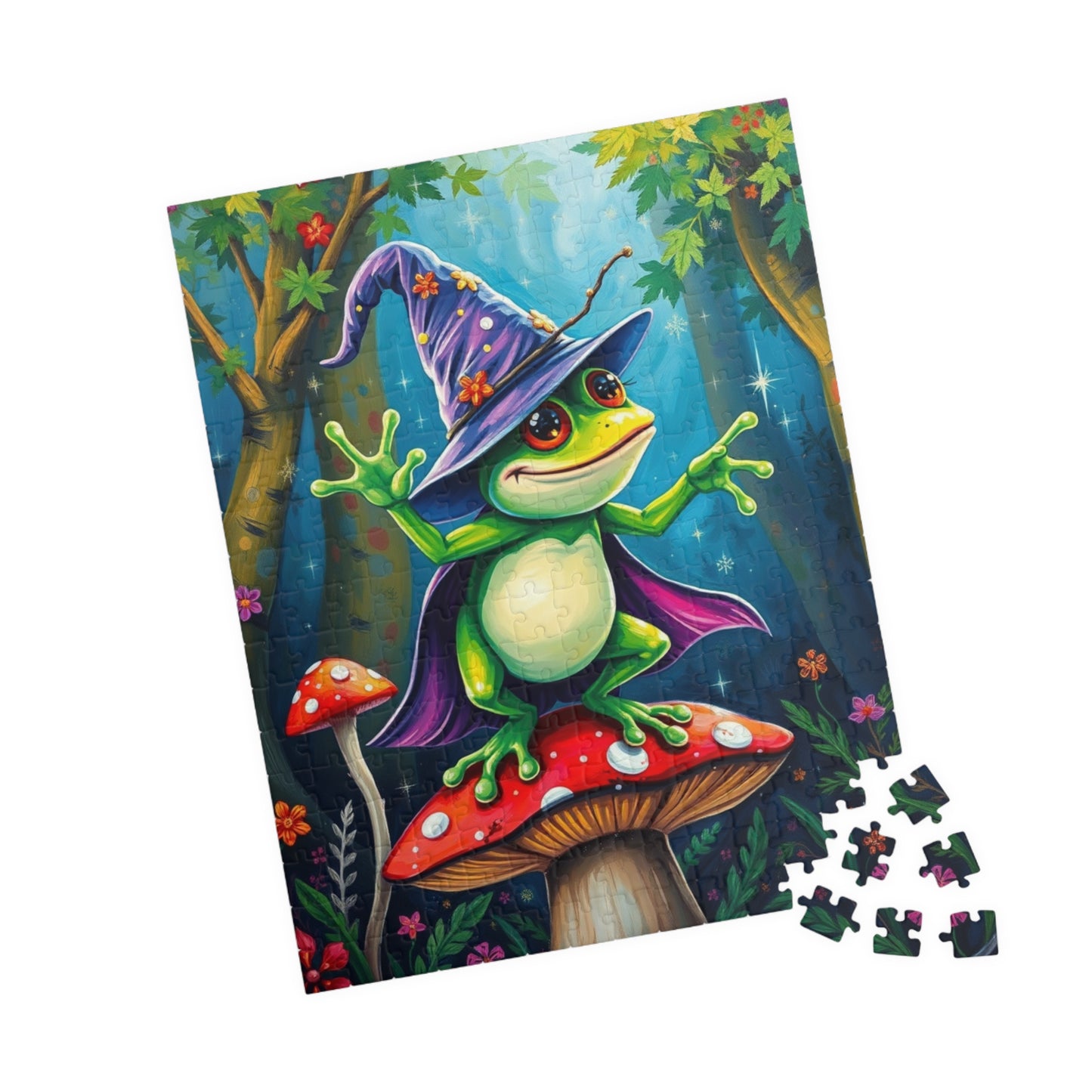 Whimsical Frog Puzzle, Colorful Nature Scene Jigsaw Gift for Adults, Fun Family Game Night, Home Entertainment Mindfulness Activity Puzzle The Puzzle Chest