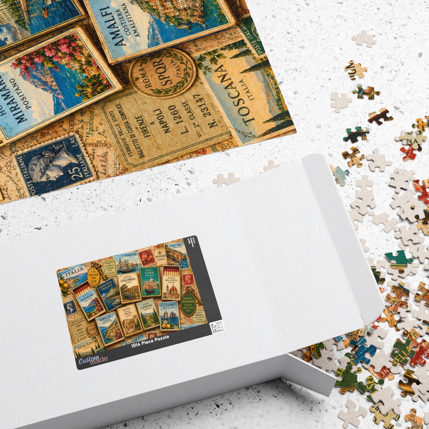Italy Matchbook Puzzle | Italian Travel Memorabilia Jigsaw | Mediterranean Landmark European Vacation Nostalgia Puzzle The Puzzle Chest