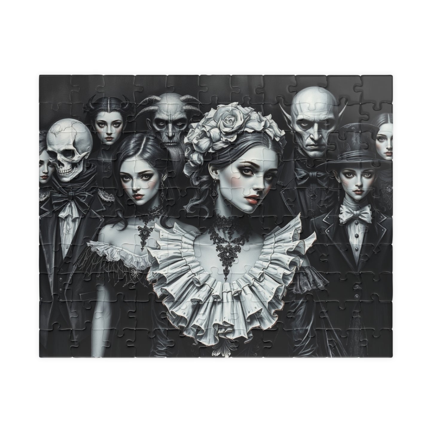 Elegant Gothic Art Puzzle - Enchanting 110/252/520/1014-piece Mystical Collectible, Halloween Gift for Art Lovers, Mindfulness Activity 110 pcs (Horizontal) The Puzzle Chest