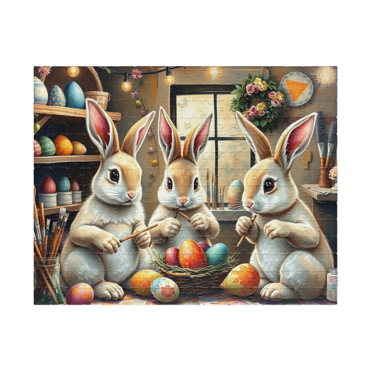 Whimsical Easter Bunny Puzzle, Family Fun Jigsaw Game, Spring Home Entertainment, Holiday Activity, Mindfulness Gift for Friends 252 pcs (Horizontal) Puzzle The Puzzle Chest