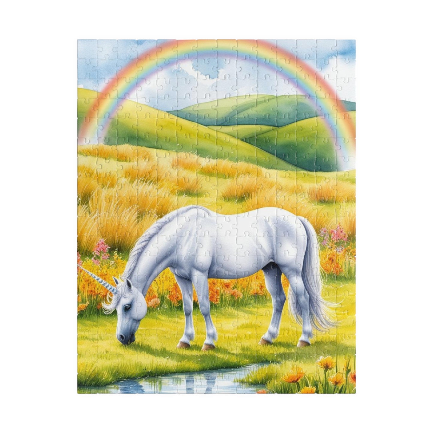 Mythical Unicorn Jigsaw Puzzle, Fantasy Landscape Puzzle Lover Gift, Rainbow Meadow 110-1014 Piece Family Activity Mind Challenge, Hobby 252 pcs (Vertical) Puzzle The Puzzle Chest
