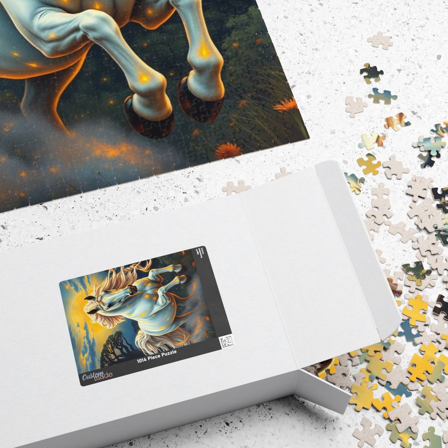 African Jungle White Horse Jigsaw Puzzle, Enchanting Horse Lover Gift for Friends, Family Game Night, Mindful Birthday Holiday Fun Puzzle The Puzzle Chest