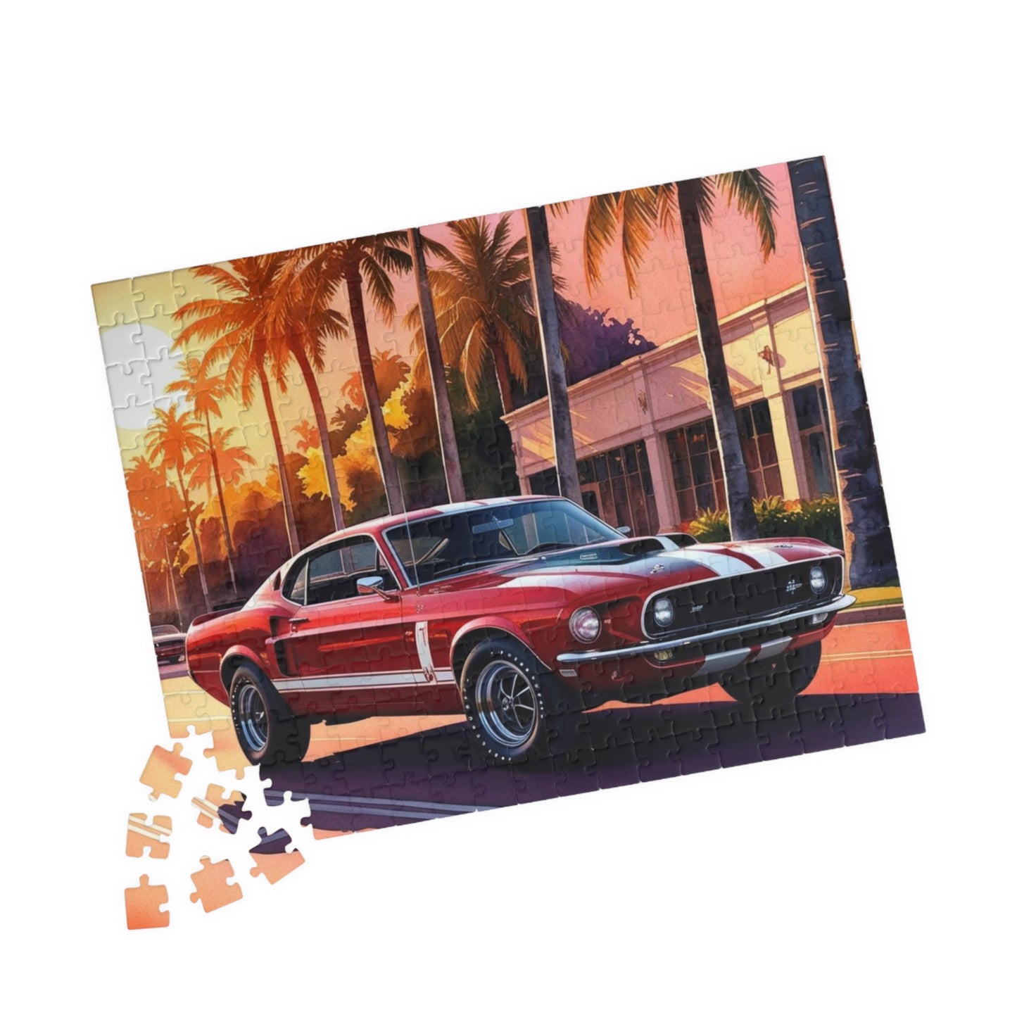 Muscle Car Jigsaw Puzzle for Adults Sunset Scene, 110-1014 Piece Vintage Style Tabletop Family Game, Puzzle Lover Retro Gift Puzzle The Puzzle Chest