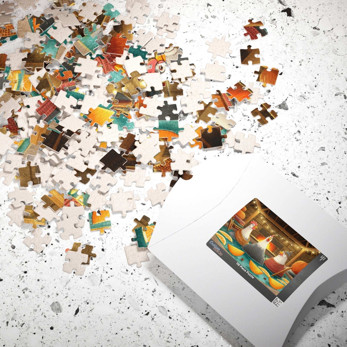 Pumpkin Spice Chicken Puzzle – Cozy Autumn Chickens in Spa Bath with Pumpkins & Cinnamon, Whimsical Fairy-Tale Jigsaw Puzzle The Puzzle Chest