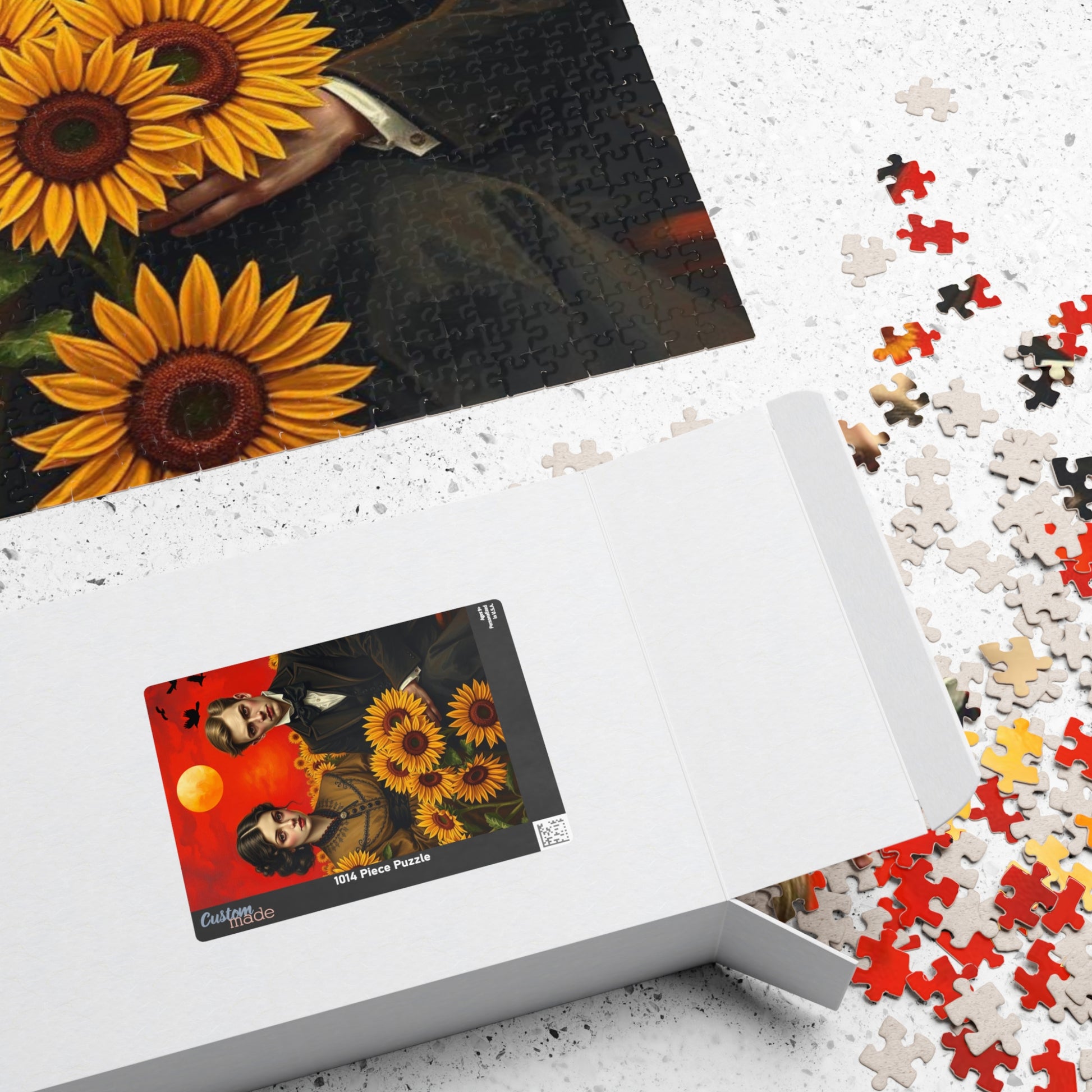 Vintage Sunflower Puzzle - Gothic Couple, Dark Fantasy Art Jigsaw Game, Creative Gift Idea for Friends, Family or Solo Fun, Brain Teaser Puzzle The Puzzle Chest