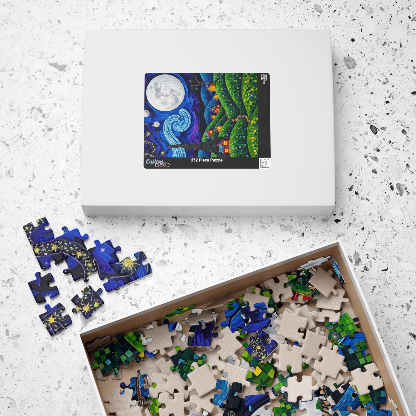 Mosaic Moonlit Village Jigsaw Puzzle Puzzle The Puzzle Chest