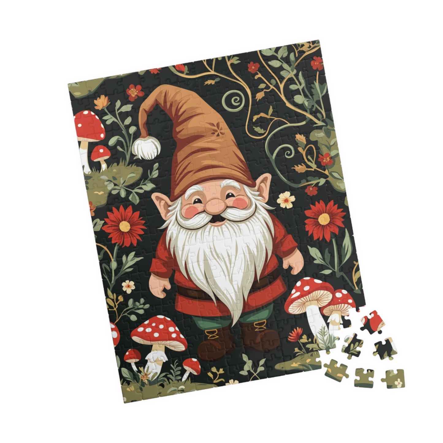 Vintage Gnome Jigsaw Puzzle with Forest Elements, Woodland Design for Nature Lovers Puzzle Enthusiasts, Fun Family Bonding Activity, Gift 252 pcs (Vertical) Puzzle The Puzzle Chest