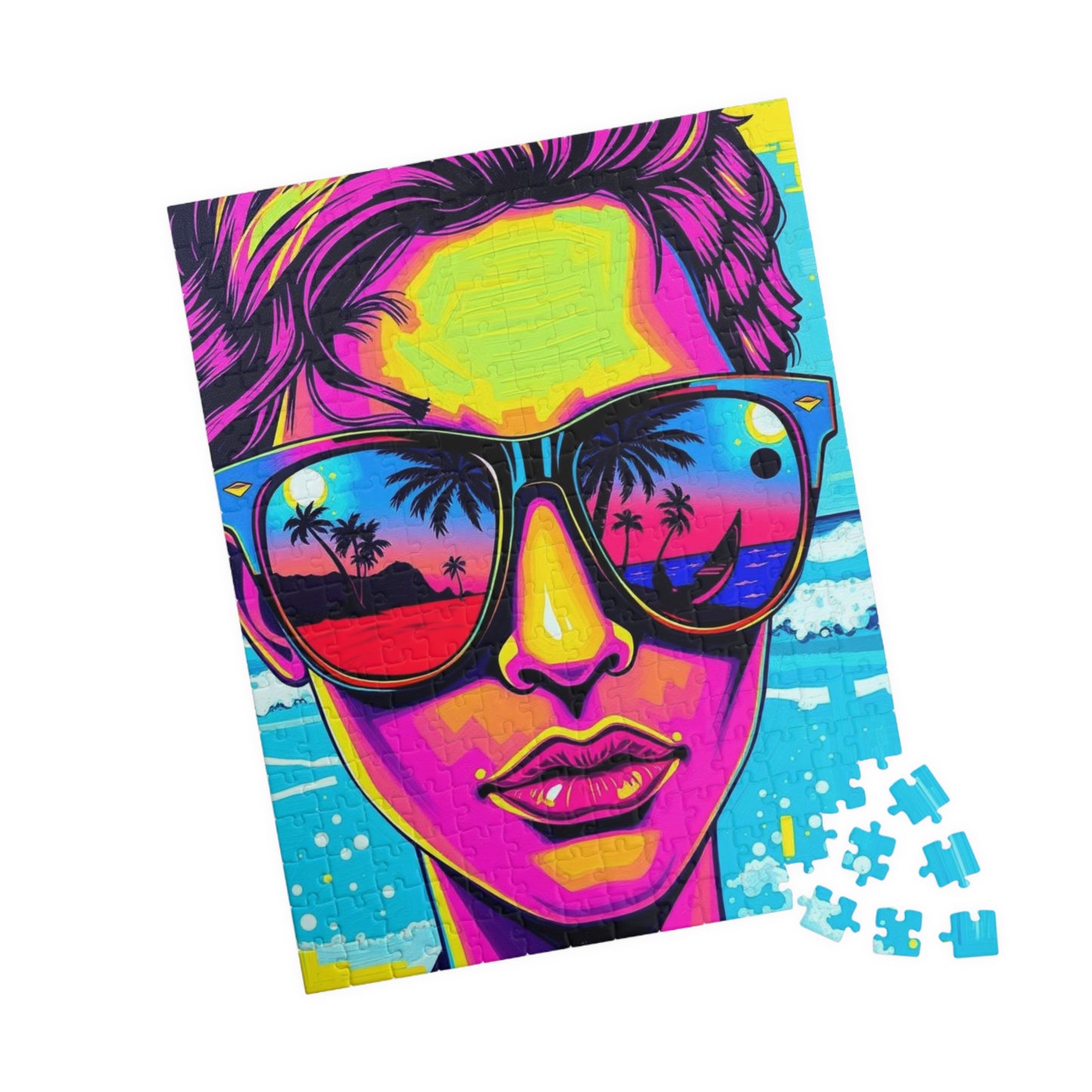 Colorful Retro Beach Puzzle, Pop Art Jigsaw Game for Adults, Fun Puzzle Gift for Friends, Home Entertainment, Mindful Challenge Brain Teaser Puzzle The Puzzle Chest