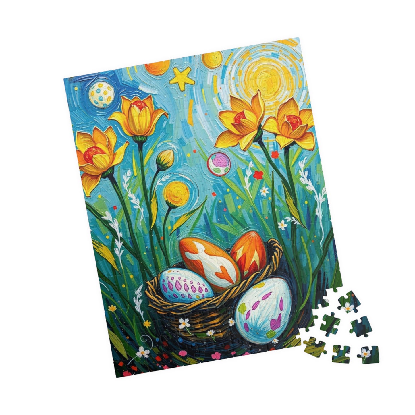 Springtime Egg Hunt Puzzle | Easter Jigsaw Game, Fun Family Activity, Flower Puzzle Artwork, Unique Gift for Adults, Seasonal Fun Puzzle The Puzzle Chest