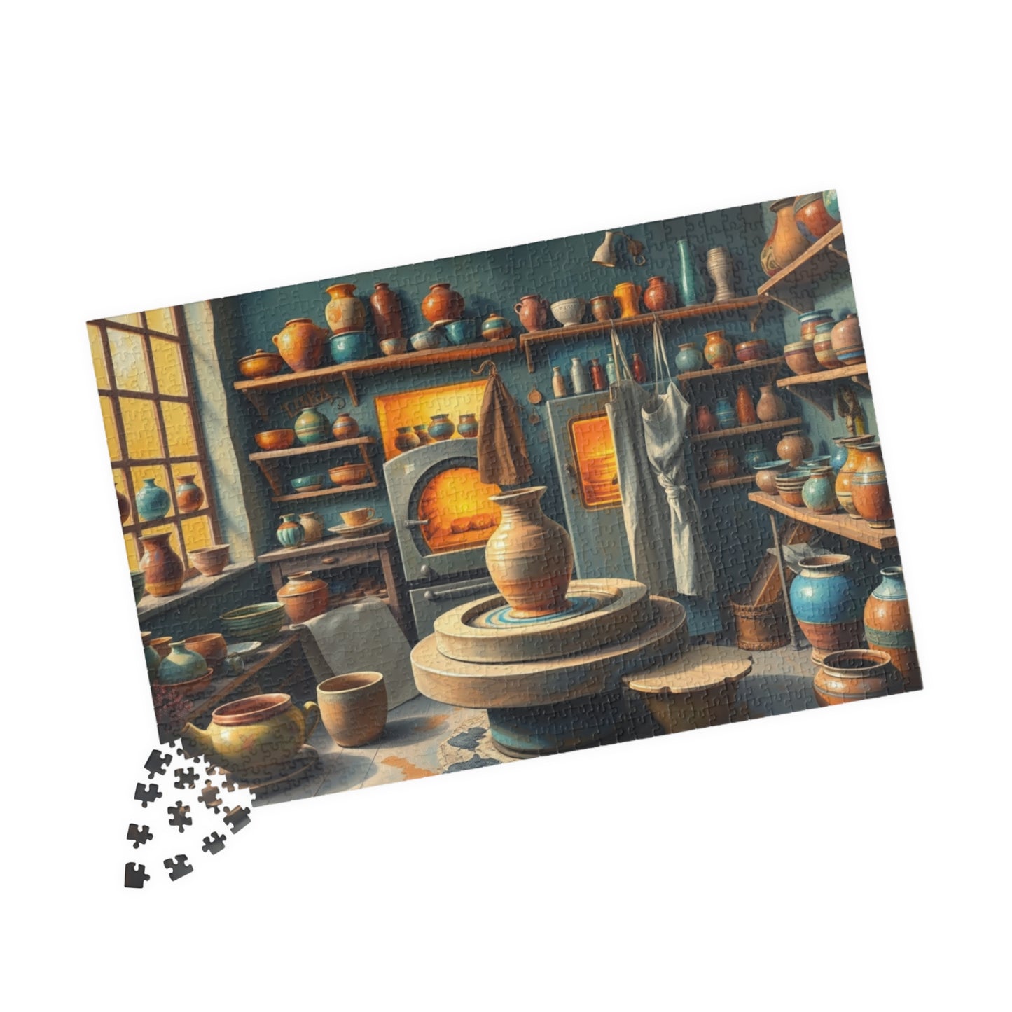 Artisan Pottery Shop Jigsaw Puzzle, Cute Colorful Ceramic Bowls, Vases and Potter's Wheel, Craft Lover Puzzle Enthusiast Gift, Relaxation Puzzle The Puzzle Chest