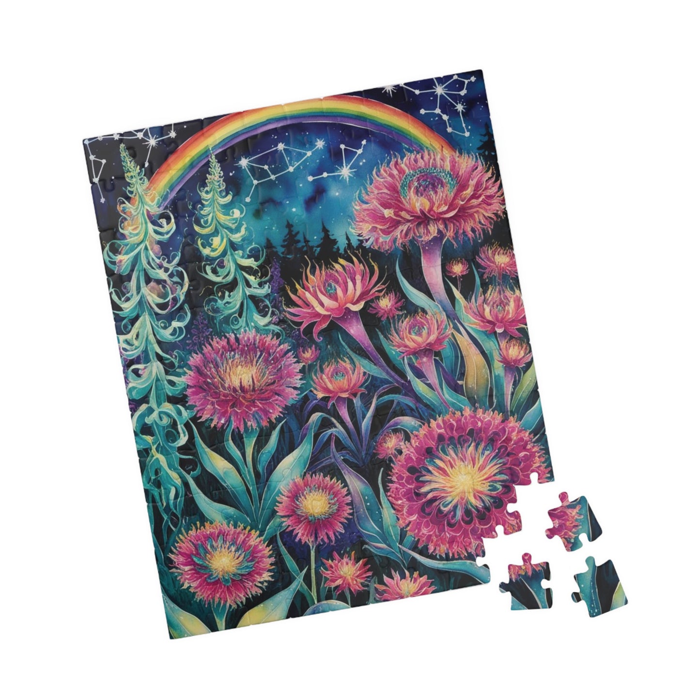 Flower Theme Trippy Puzzle, 110-1014 Piece Glow Garden Jigsaw Puzzle, Challenging Tabletop Game, Adult Entertainment Relaxation Meditation Puzzle The Puzzle Chest