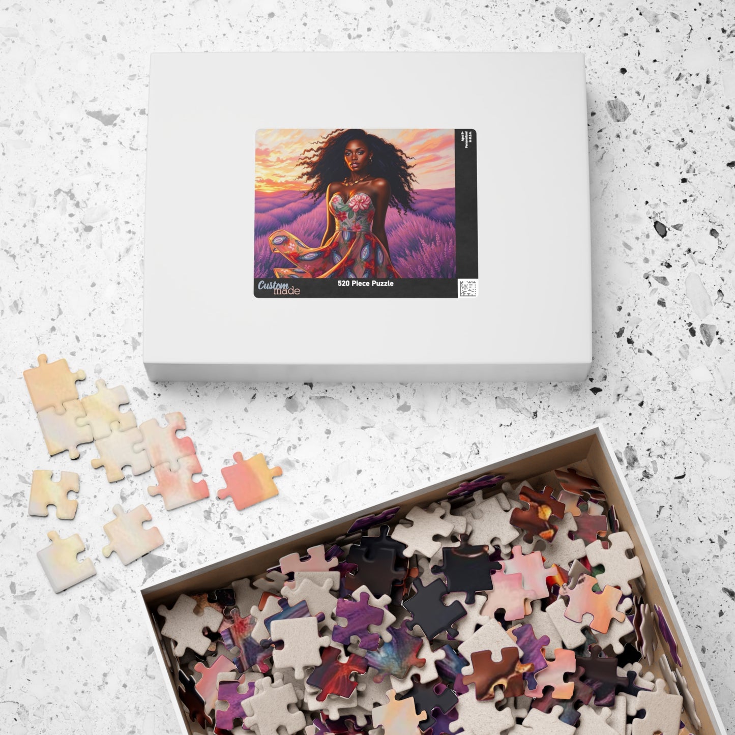 Floral Black Woman Art Puzzle - Lavender Field Jigsaw Game, Gift for Flower Lover, Home Entertainment, Family Fun, Art Enthusiast Puzzle The Puzzle Chest