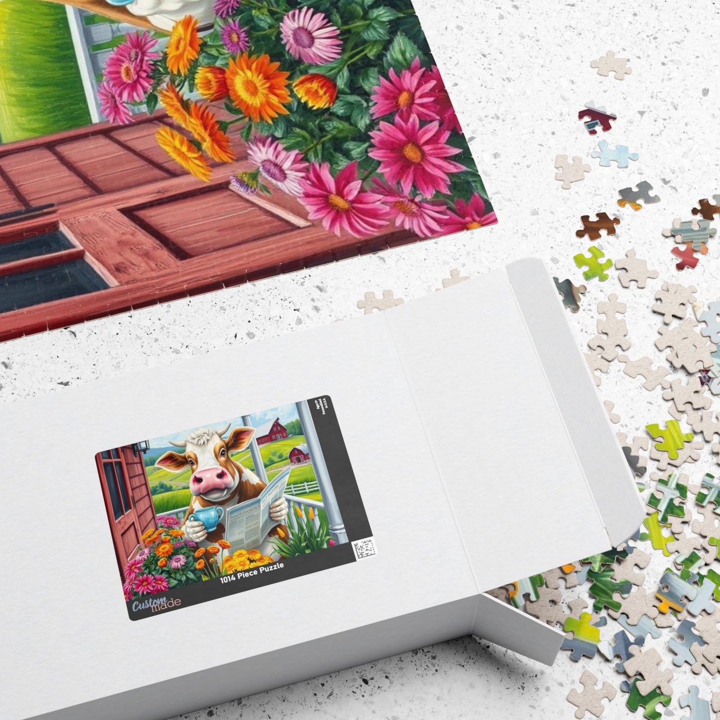 Charming Farmyard Cow Puzzle, Great for Family Fun, Gift for Animal Lovers, 110-1014-piece Jigsaw Game, Perfect for Cozy Nights