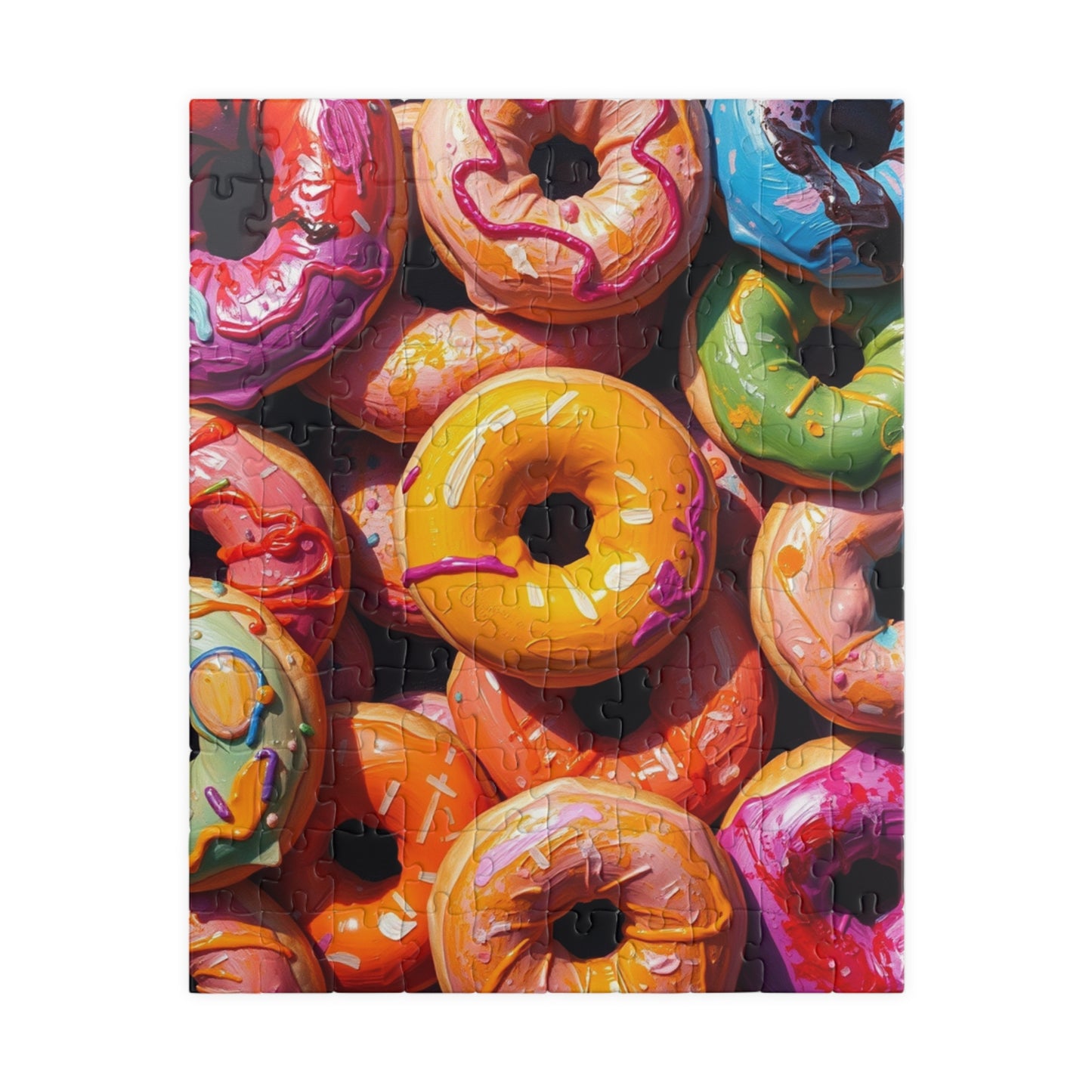Chaotic Donuts Puzzle, Vibrant Sweets-Themed Jigsaw, Bright and Colorful Food Collage, Family Activity, Quiet Pastime, Foodie Puzzle Lover 110 pcs (Vertical) Puzzle The Puzzle Chest