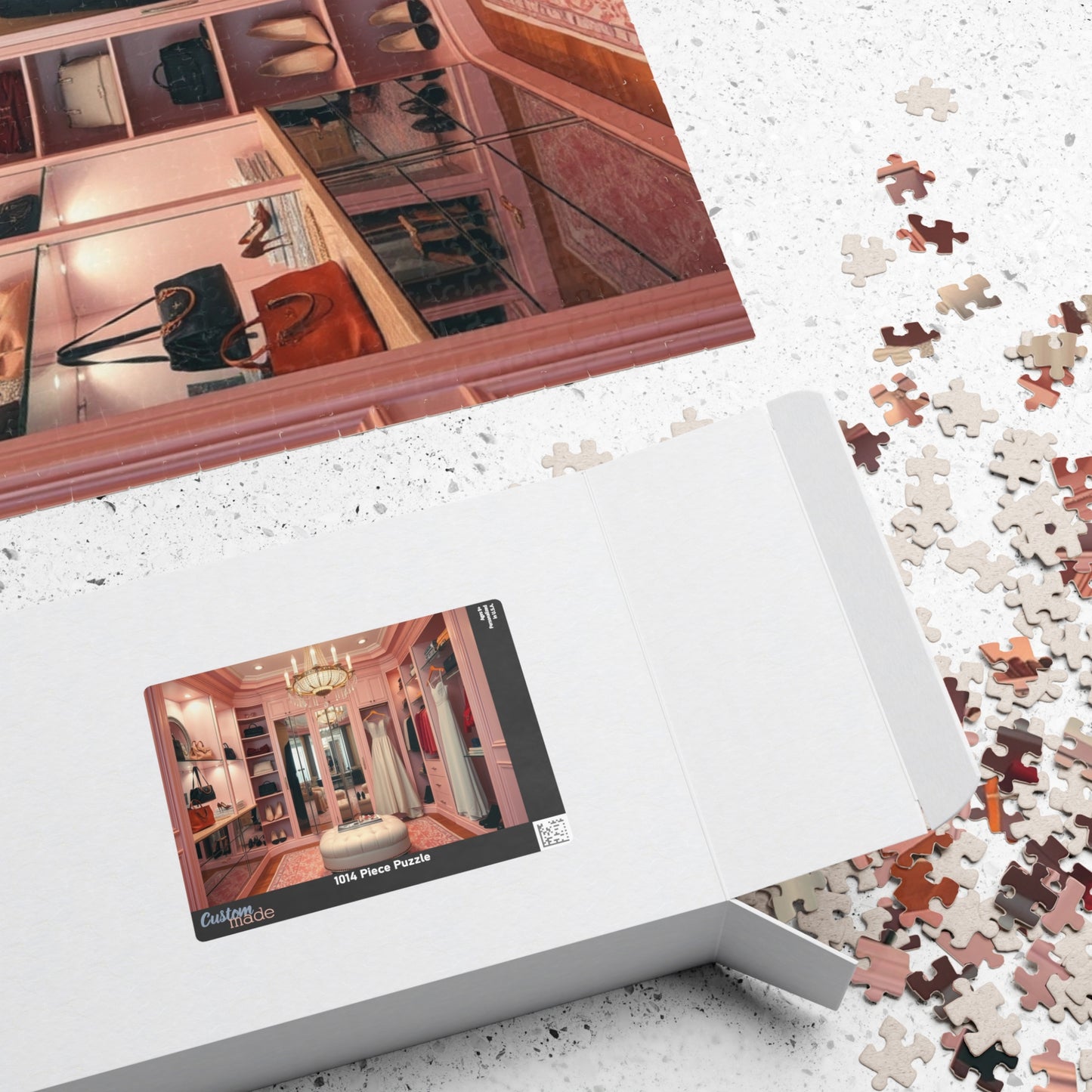Elegant Boutique Style Closet Puzzle, Luxury Pink and Cream Walk in Closet Jigsaw Game, Relaxing Activity, Mother's Day Gift for Her Puzzle The Puzzle Chest