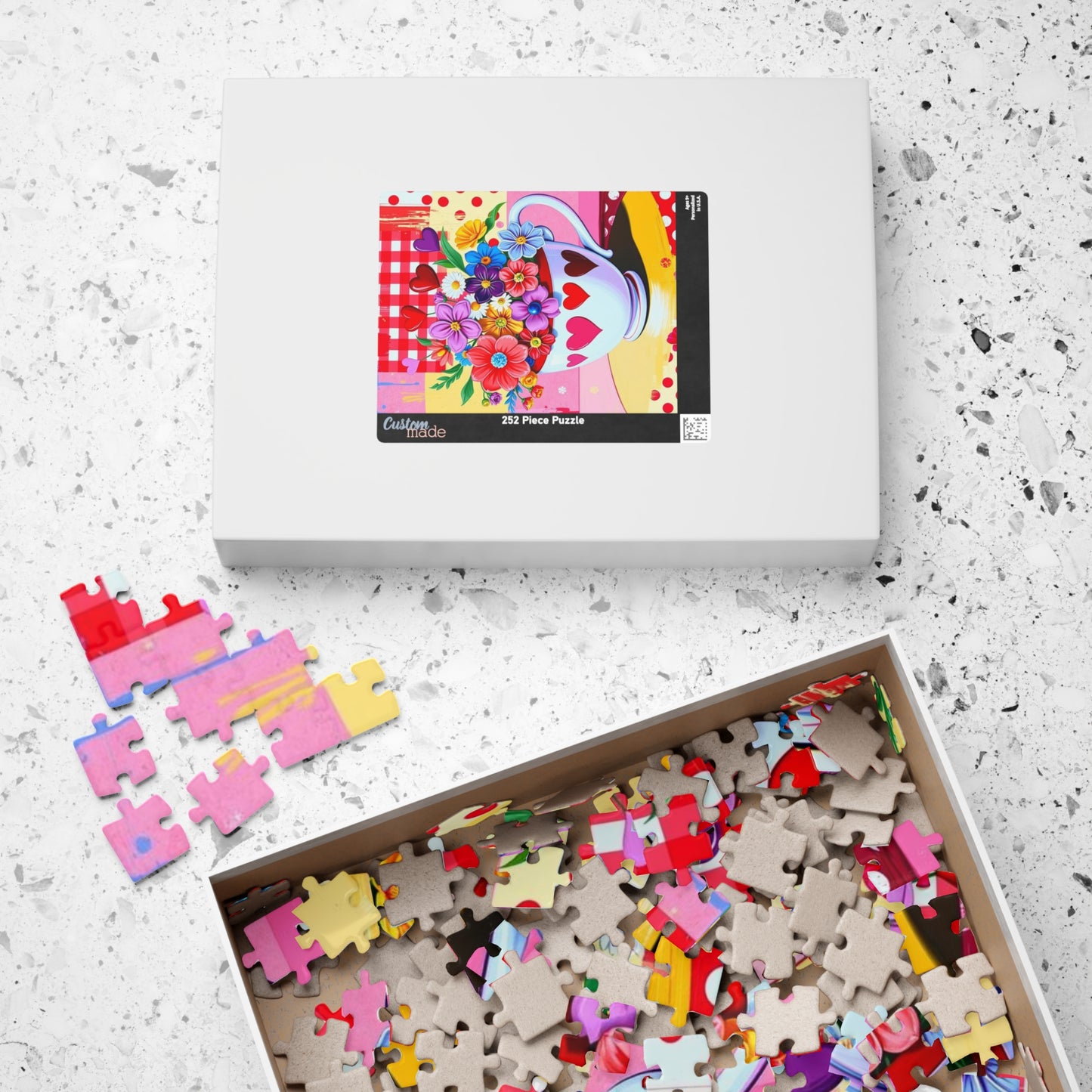 Floral Heart Teacup Puzzle, Pop Art Jigsaw Game for Family Fun, Gift for Adults and Friends, Perfect for Holidays and Birthdays Puzzle The Puzzle Chest