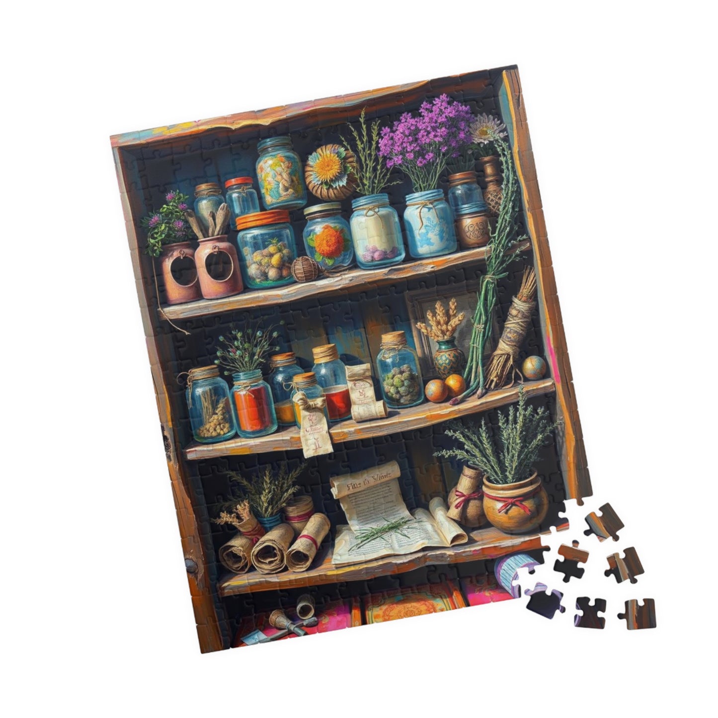 Botanical Garden Shelf Puzzle - Nature Lover's Jigsaw, Folk Art Home Decor, Gift for Adults, Eco-Friendly Cozy Indoor Activity, Brain Teaser Puzzle The Puzzle Chest