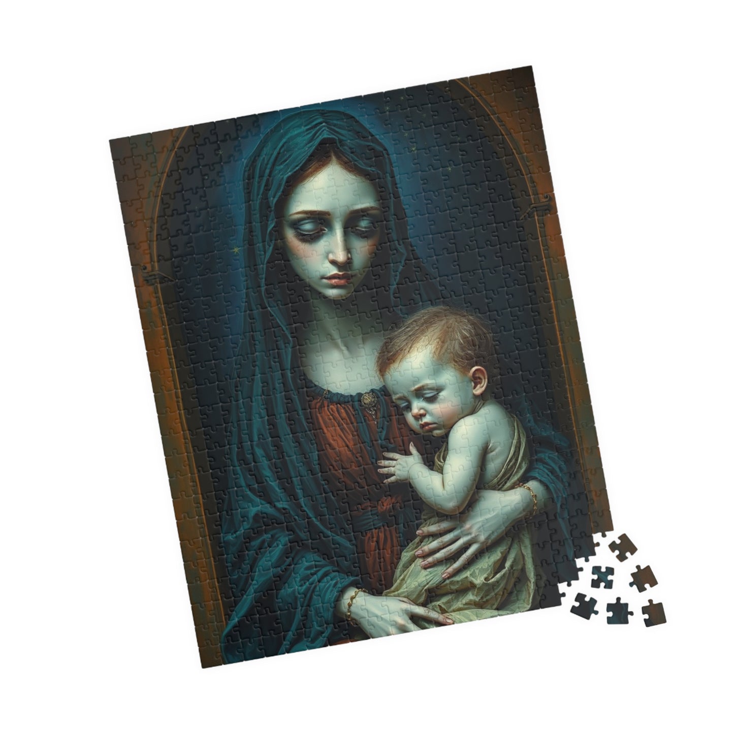 Sorrowful Mother and Child Puzzle - Gothic Art Jigsaw Game 110, 252, 520, 1014-piece, Home Decor, Best Unique Gift, Family Time, Art Lovers Puzzle The Puzzle Chest