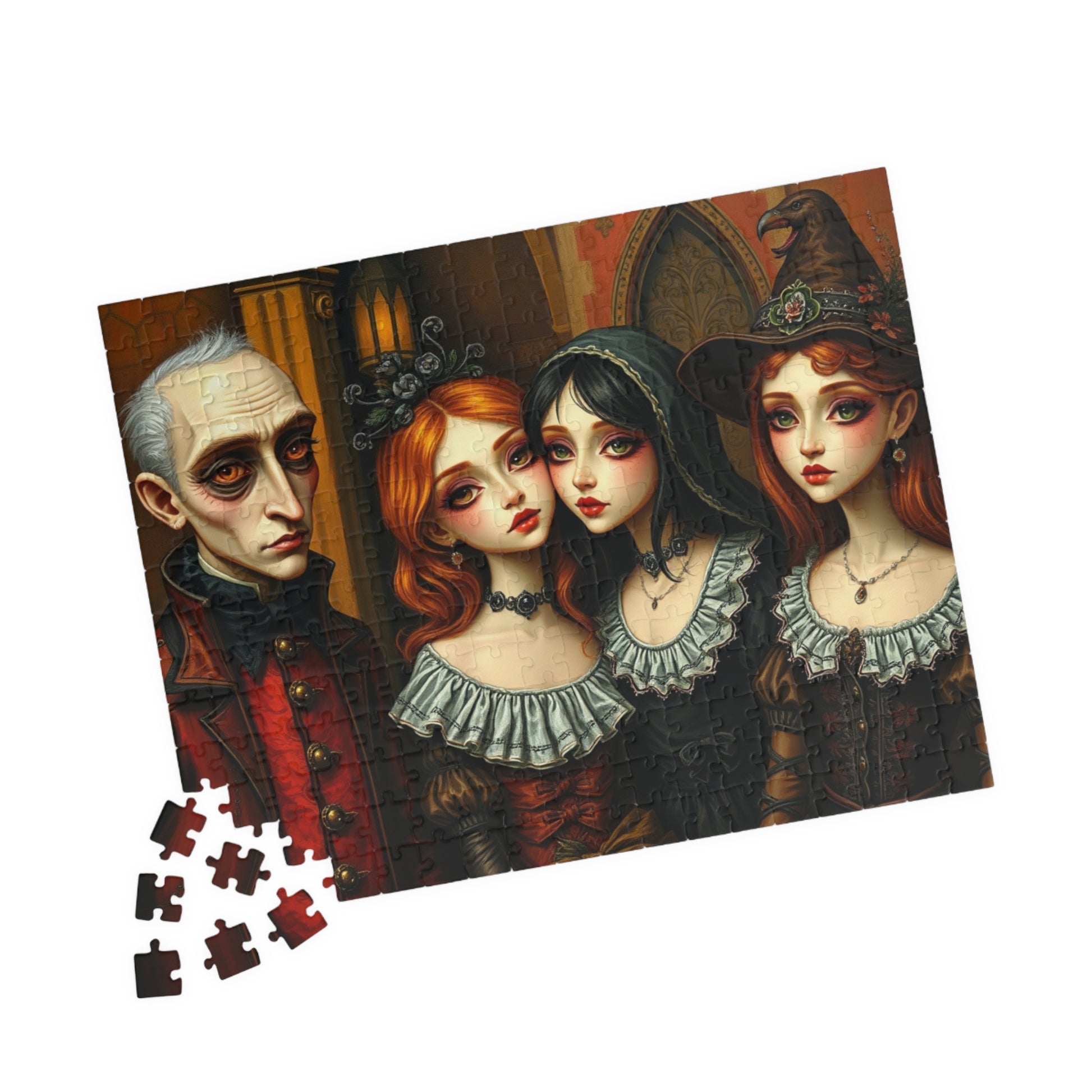 Gothic Art Jigsaw Puzzle, Mysterious Family Dark Art Theme, Perfect for Halloween, Cozy Nights, Family or Solo Fun, Puzzle Enthusiast Gift Puzzle The Puzzle Chest