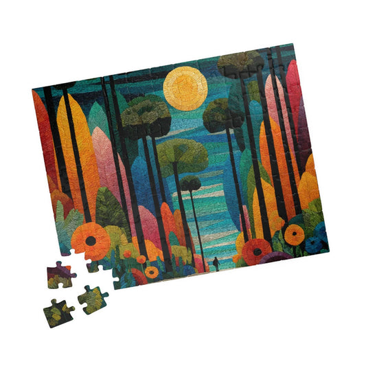 Mosaic Abstract Floral Landscape Jigsaw Puzzle, Nature Theme Holiday Birthday Gift for Friend, Family Activity, Art Decor, Mindfulness Fun 110 pcs (Horizontal) Puzzle The Puzzle Chest