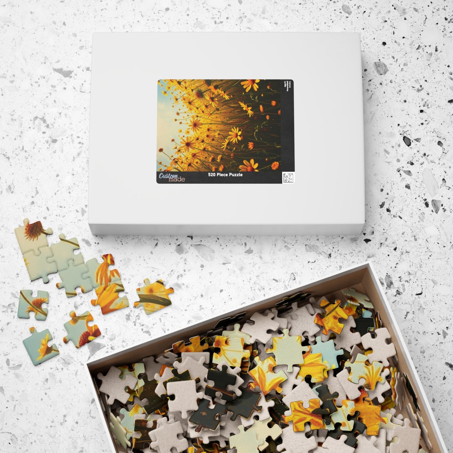 Golden Wildflower Field Puzzle, Bright Floral Flower Landscape Jigsaw Game, Mindful Challenge, Nature Themed Puzzle Lover Gift, Family Fun Puzzle The Puzzle Chest