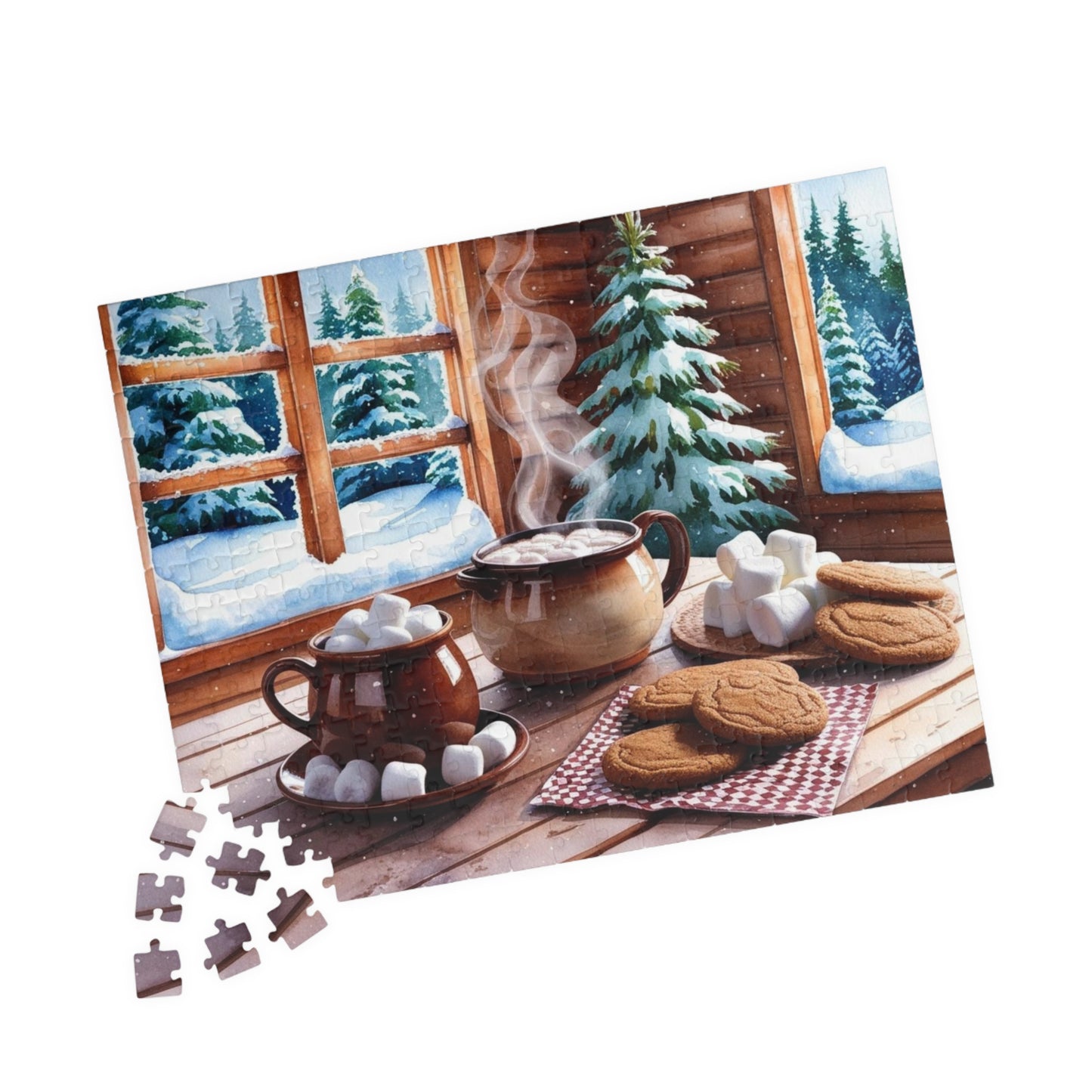 Cozy Cabin Kitchen Jigsaw Puzzle - Snowy Forest Winter Scene, Puzzle Lover Gift for Friends, Solo Fun or Family Activity Puzzle The Puzzle Chest