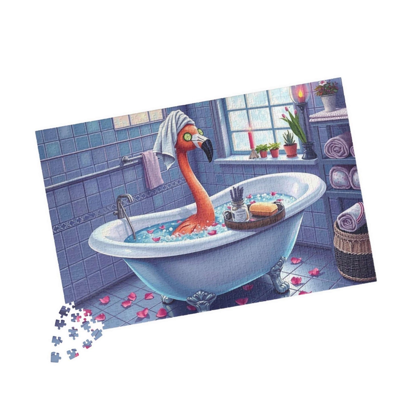 Flamingo in Bubble Bath - Fun and Whimsical Spa Puzzle, Unique Gift for Friends, Perfect for Family Fun, Birthday, or Spa Day Gathering