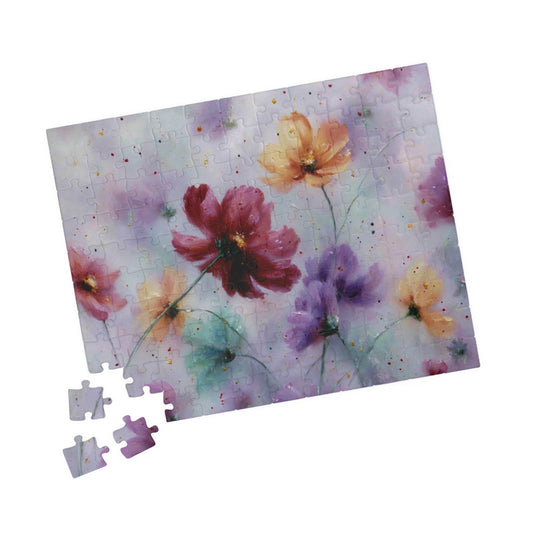 Pastel Bloom Jigsaw Puzzle - Vibrant Abstract Flowers with Gentle Whimsy 110 pcs (Horizontal) Puzzle The Puzzle Chest