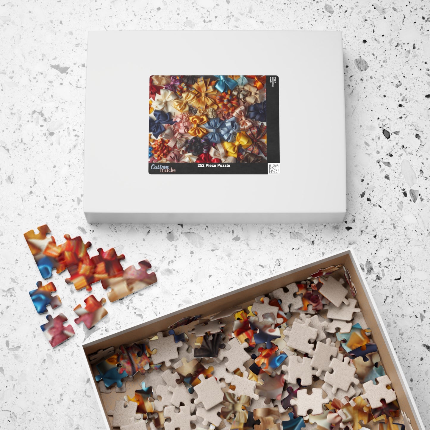 Jigsaw Puzzle, Bow Collage, Colorful 110 252 520 1014-Piece, Coquette Bows, Family Game Night, Mindfulness Activity, Holiday Gift, Stress Puzzle The Puzzle Chest