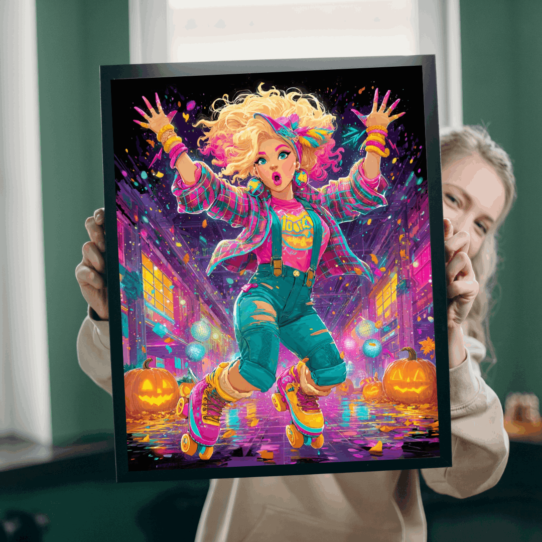1980s Autumn Cowgirl Jigsaw Puzzle - Neon Skating Rink, Retro Roller Skating Game for Fun Family Nights, Gifts for Adults, Brain Teaser Puzzle The Puzzle Chest