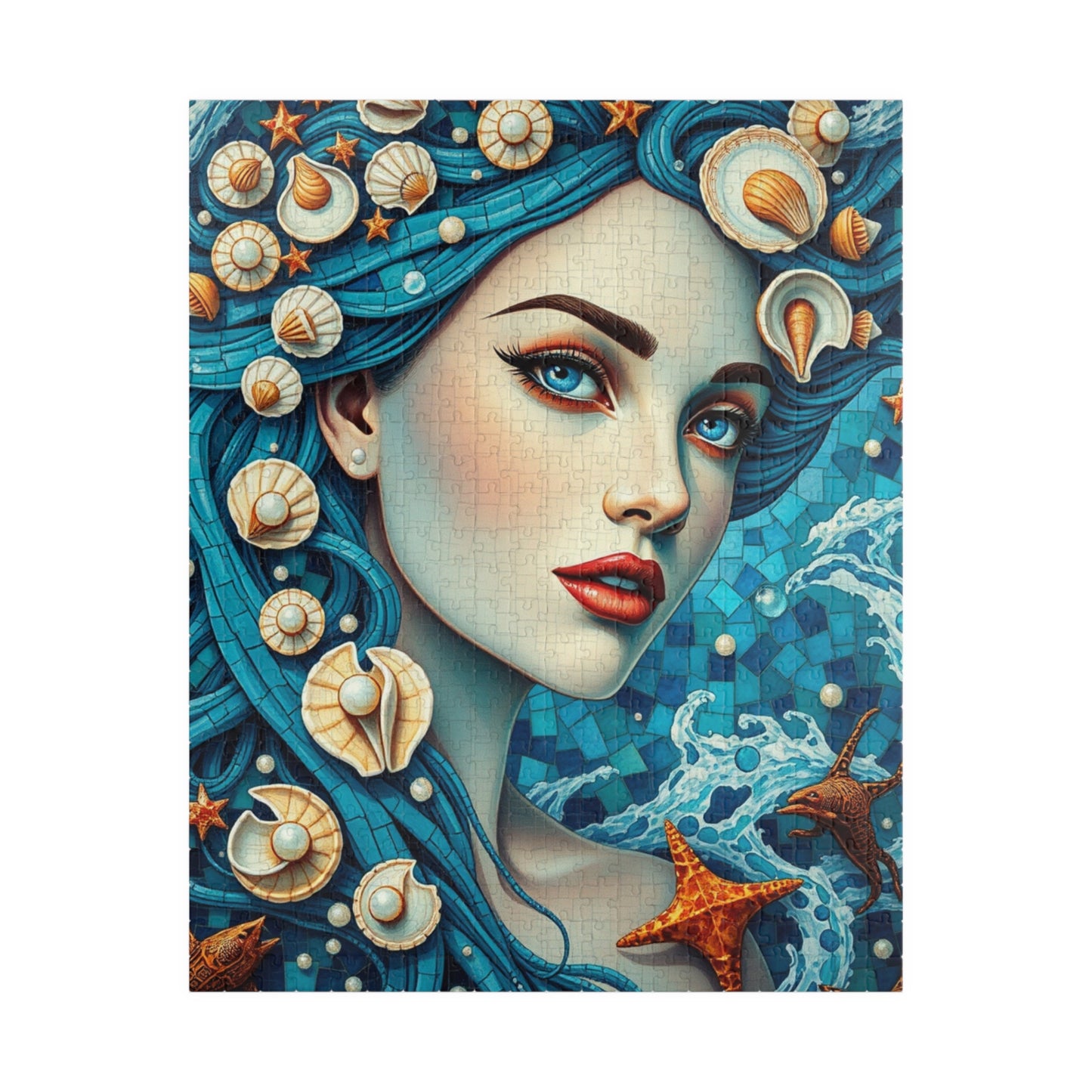Mosaic Portrait Oceanic Goddess Puzzle, 110-1014 Piece Nautical Jigsaw Game, Unique Gifts, Mermaid Lovers, Relaxing Activity, Creative Fun 520 pcs (Vertical) Puzzle The Puzzle Chest