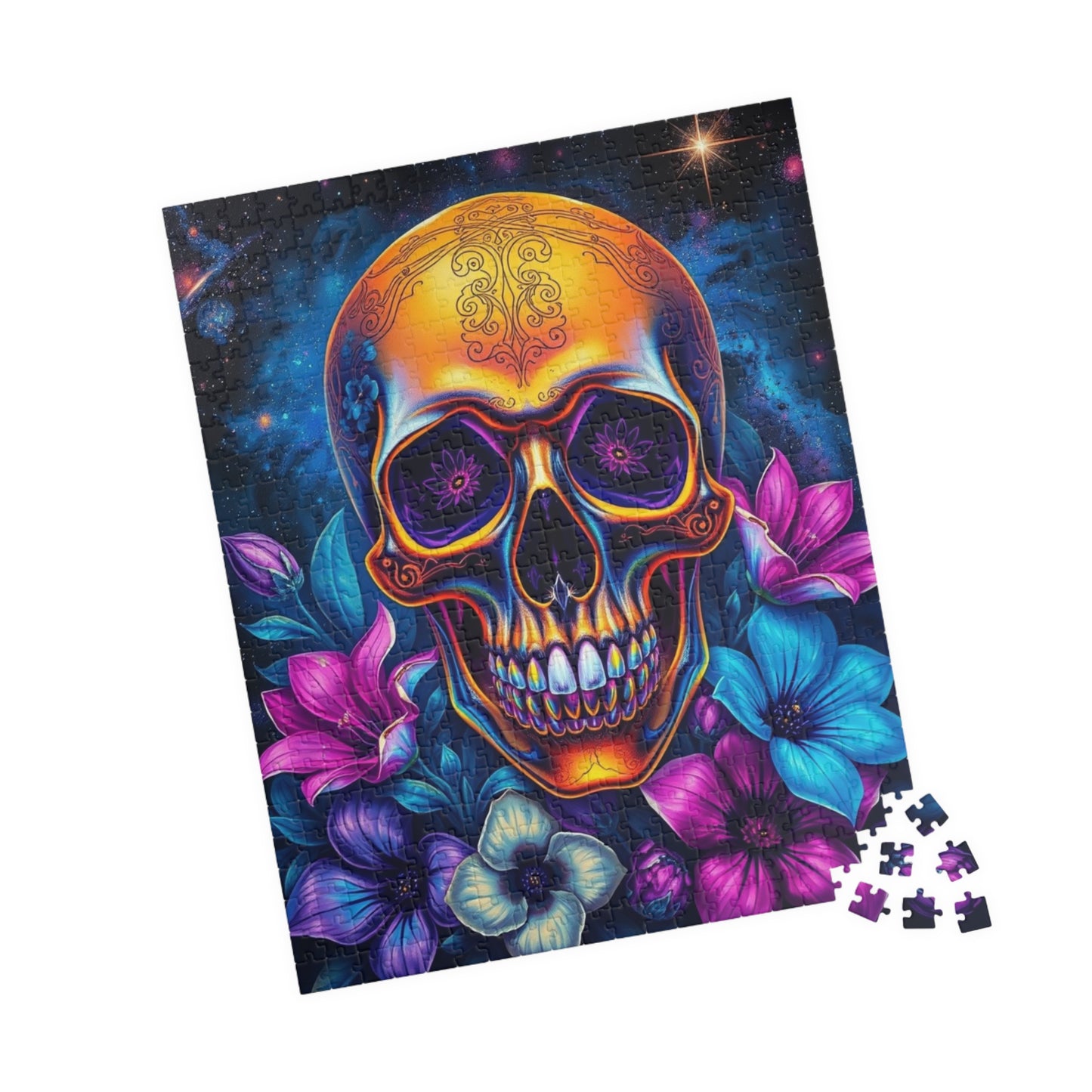 Cosmic Skull Artwork Puzzle for Adults, 110-1014 Piece Gothic Jigsaw Game, Best Unique Gift for Puzzle Lover, Mindfulness Activity, Solo Fun Puzzle The Puzzle Chest