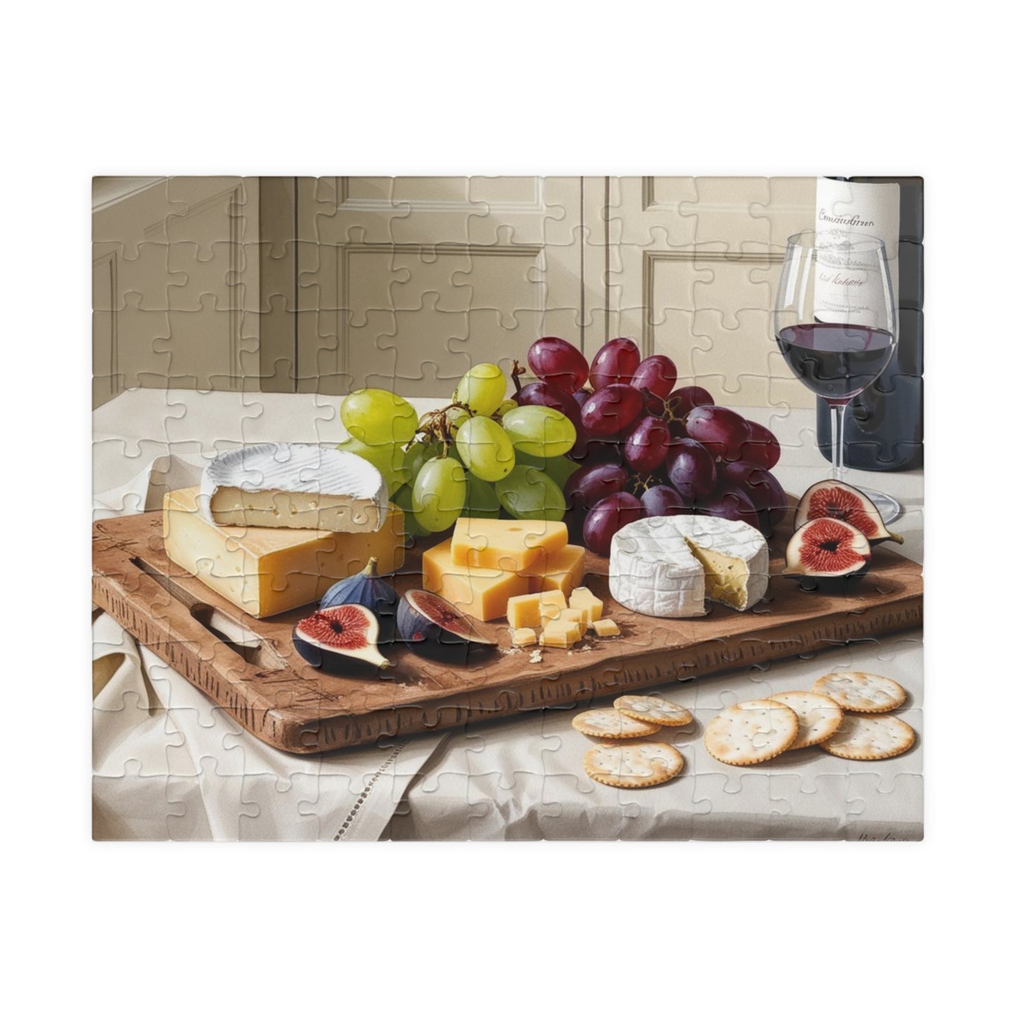 Foodie Jigsaw Puzzle - Cheese Wine Board, 110-1014 Piece Tabletop Game, Unique Kitchen Decor, Fun Family Activity, Gift for Food Lovers, Hobby 110 pcs (Horizontal) Puzzle The Puzzle Chest