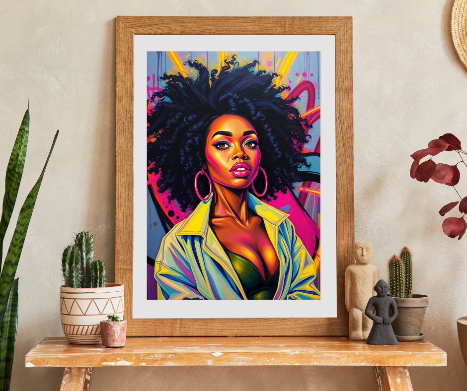 Black Woman Afro Puzzle - Abstract Pop Art Graffiti Background Jigsaw, Afrocentric, Black Art, 110, 252, 520, 1014-piece Puzzle The Puzzle Chest