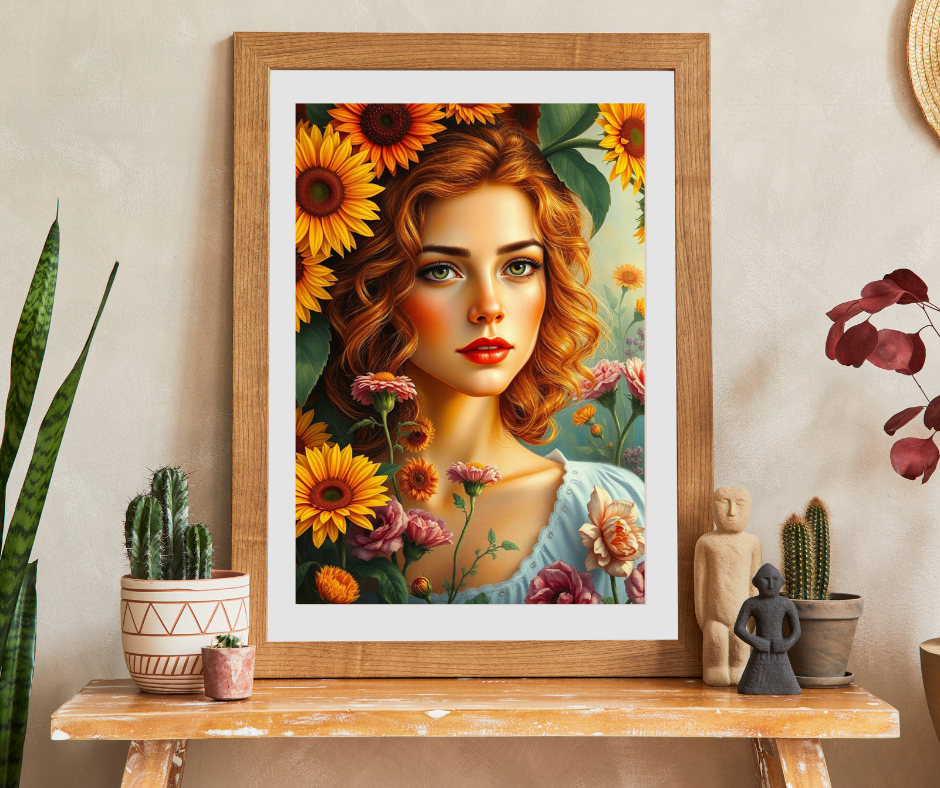 Sunflower Muse Jigsaw Puzzle for Adults, Woman Floral Portrait, Creative Hobby Puzzle Gift for Friends and Family, Fun Challenge Puzzle The Puzzle Chest