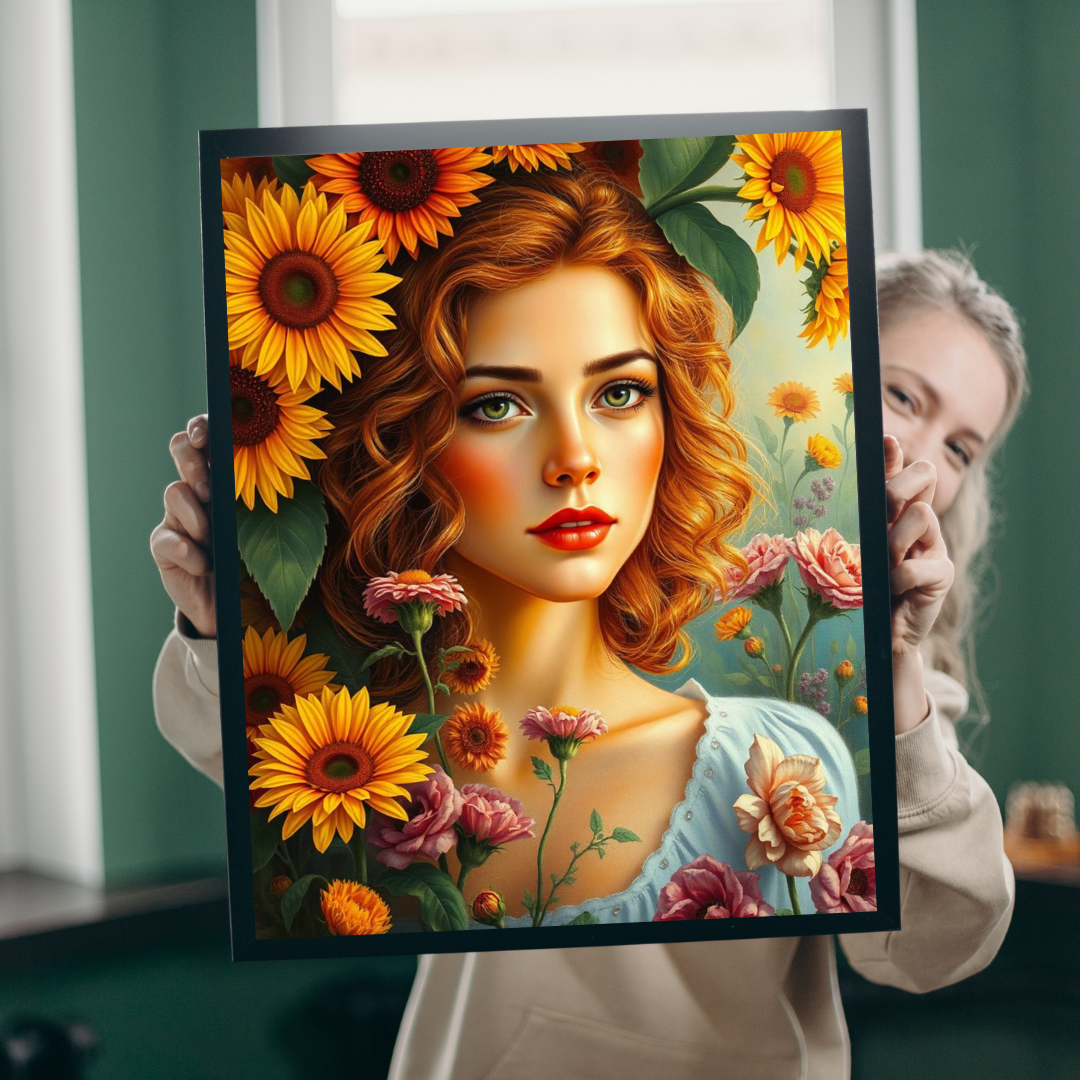 Sunflower Muse Jigsaw Puzzle for Adults, Woman Floral Portrait, Creative Hobby Puzzle Gift for Friends and Family, Fun Challenge Puzzle The Puzzle Chest