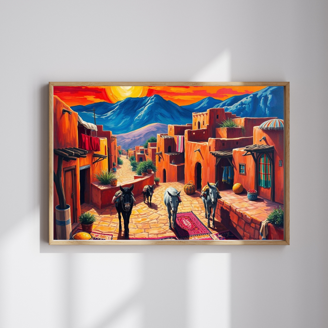 Berber Village Puzzle with Atlas Mountains and Earthy Red Adobe Homes Puzzle The Puzzle Chest