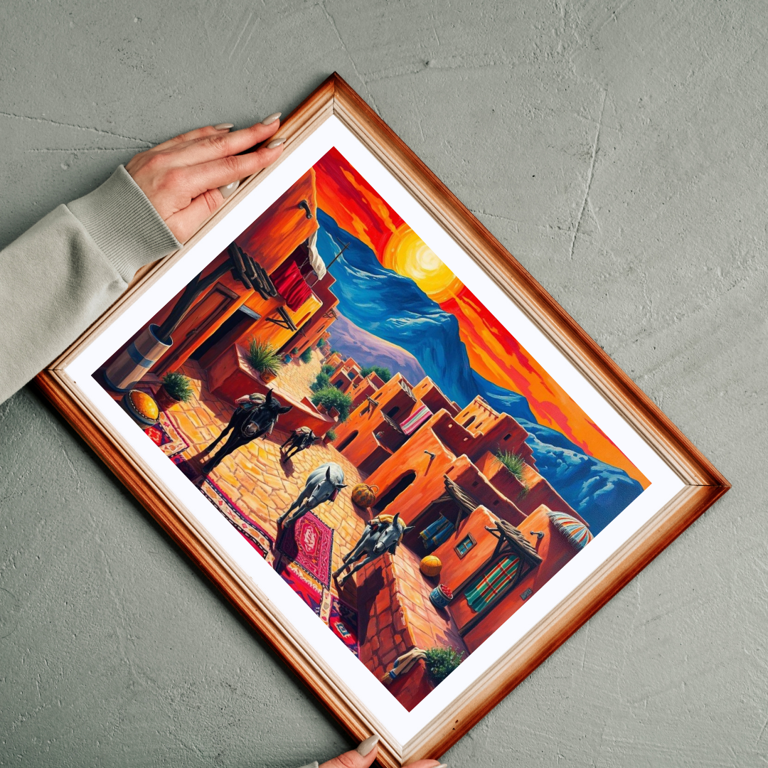 Berber Village Puzzle with Atlas Mountains and Earthy Red Adobe Homes Puzzle The Puzzle Chest