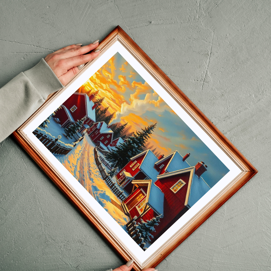 Swedish Winter Village Puzzle Jigsaw Game, Snowy Scandinavian Landscape, Indoor Activity, Holiday Gift for Friends and Family Puzzle The Puzzle Chest