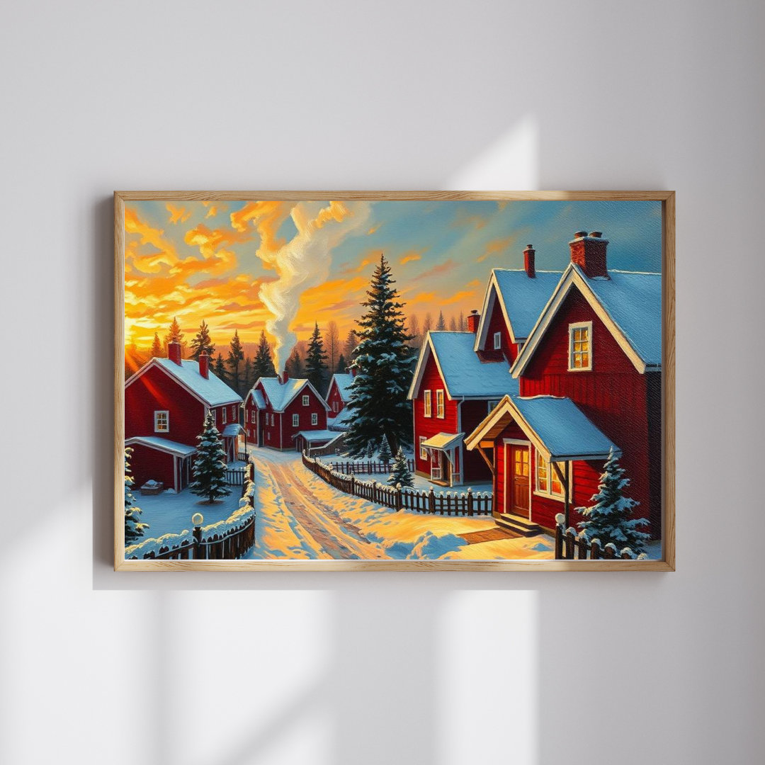 Swedish Winter Village Puzzle Jigsaw Game, Snowy Scandinavian Landscape, Indoor Activity, Holiday Gift for Friends and Family Puzzle The Puzzle Chest